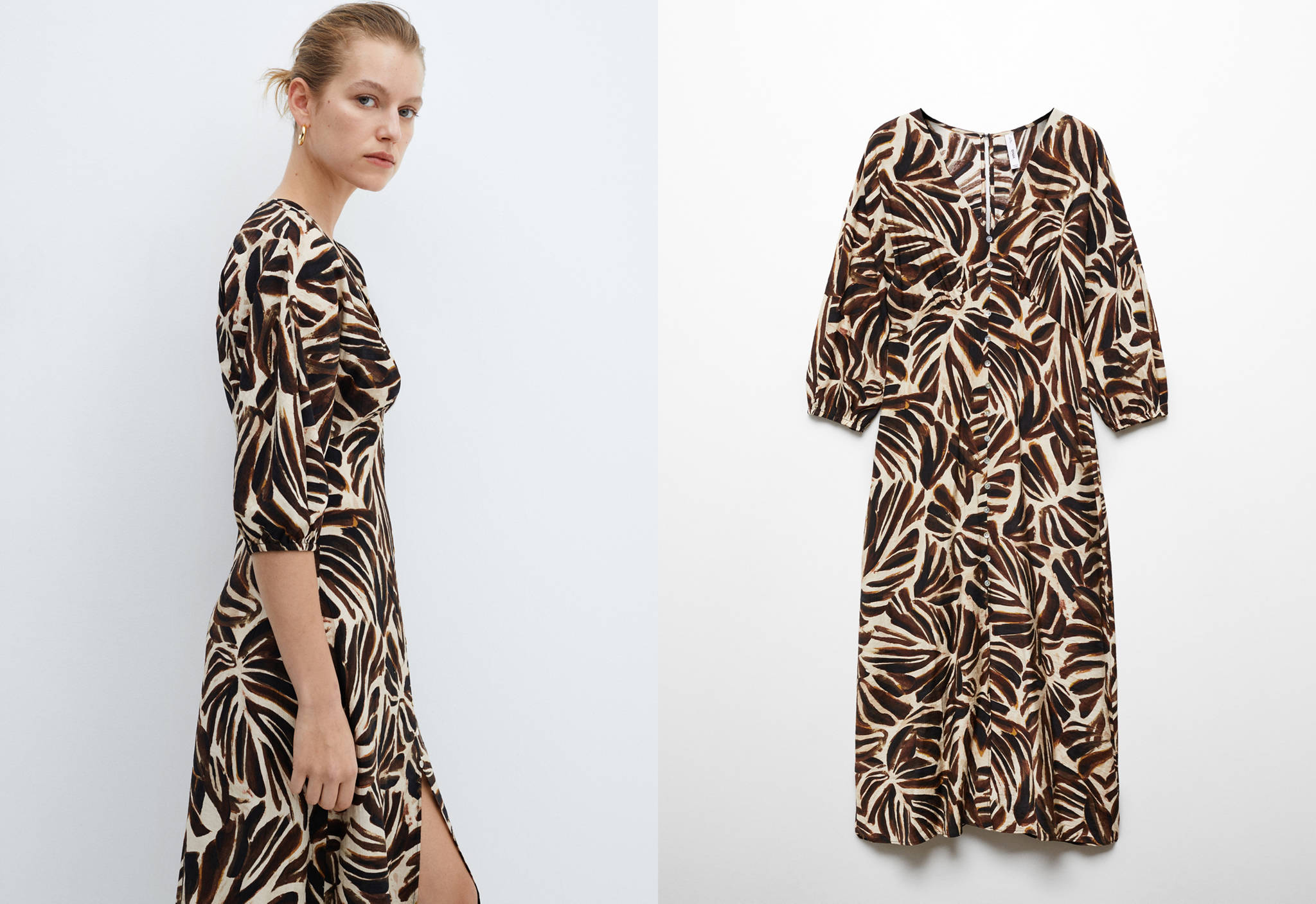 V-neck printed dress - Panoramic plane