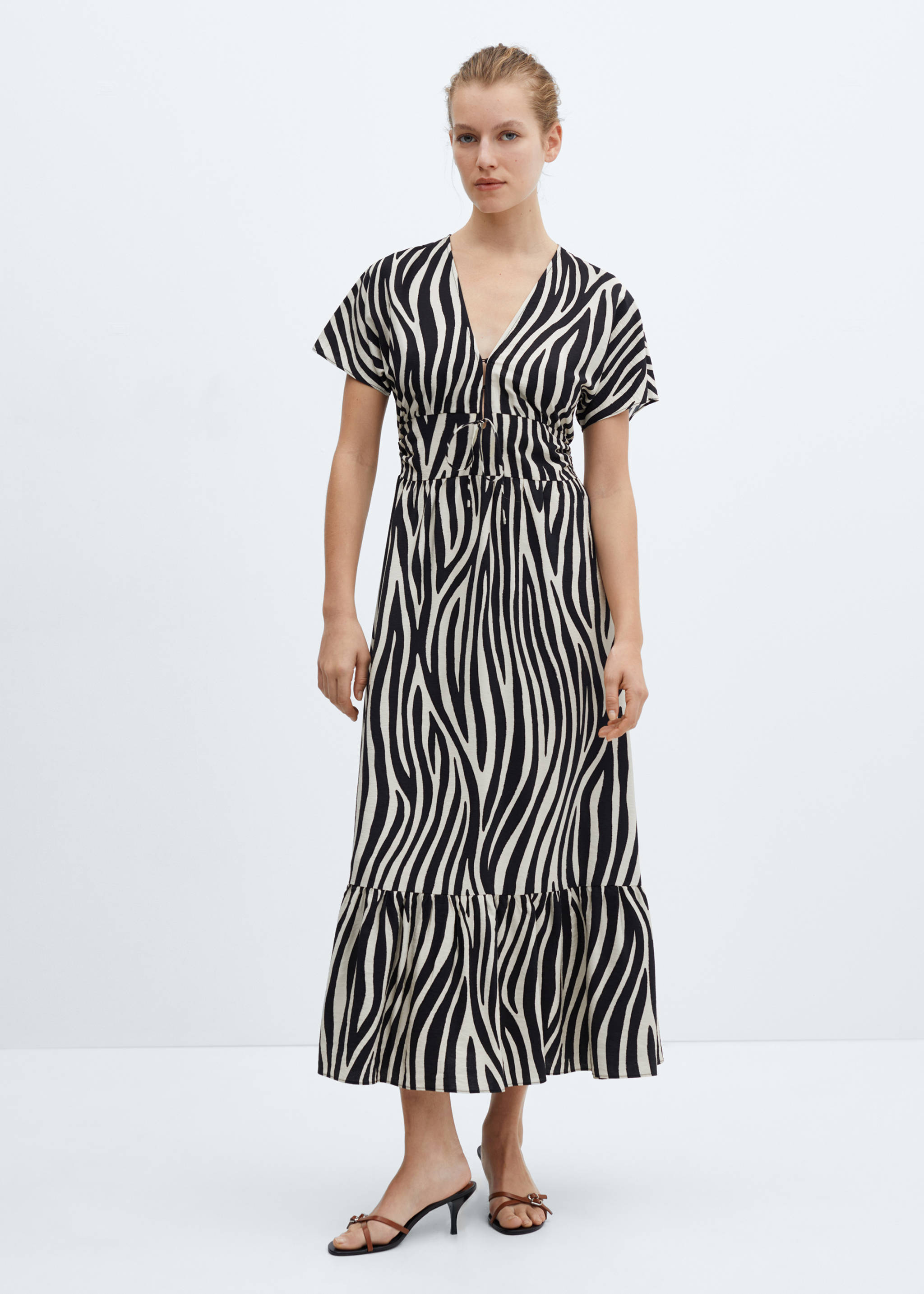 Printed cut-out detail dress - General plane