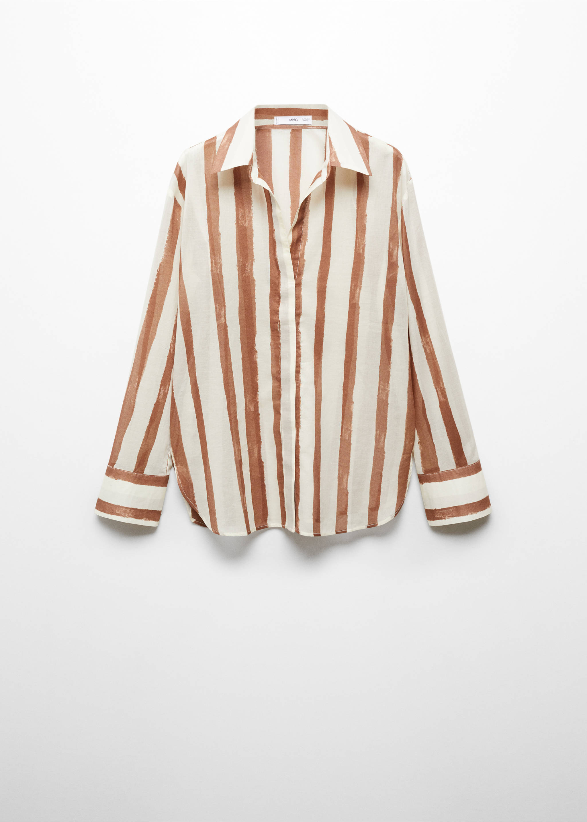 100% cotton striped shirt - Article without model, Ecru. Ref: 67017124-00.