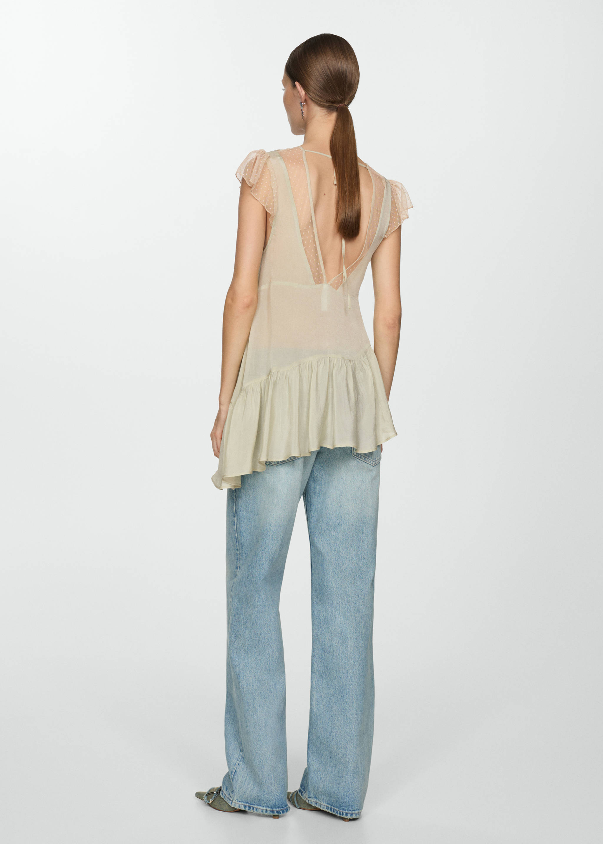 Embroidered asymmetric blouse - Reverse of the article