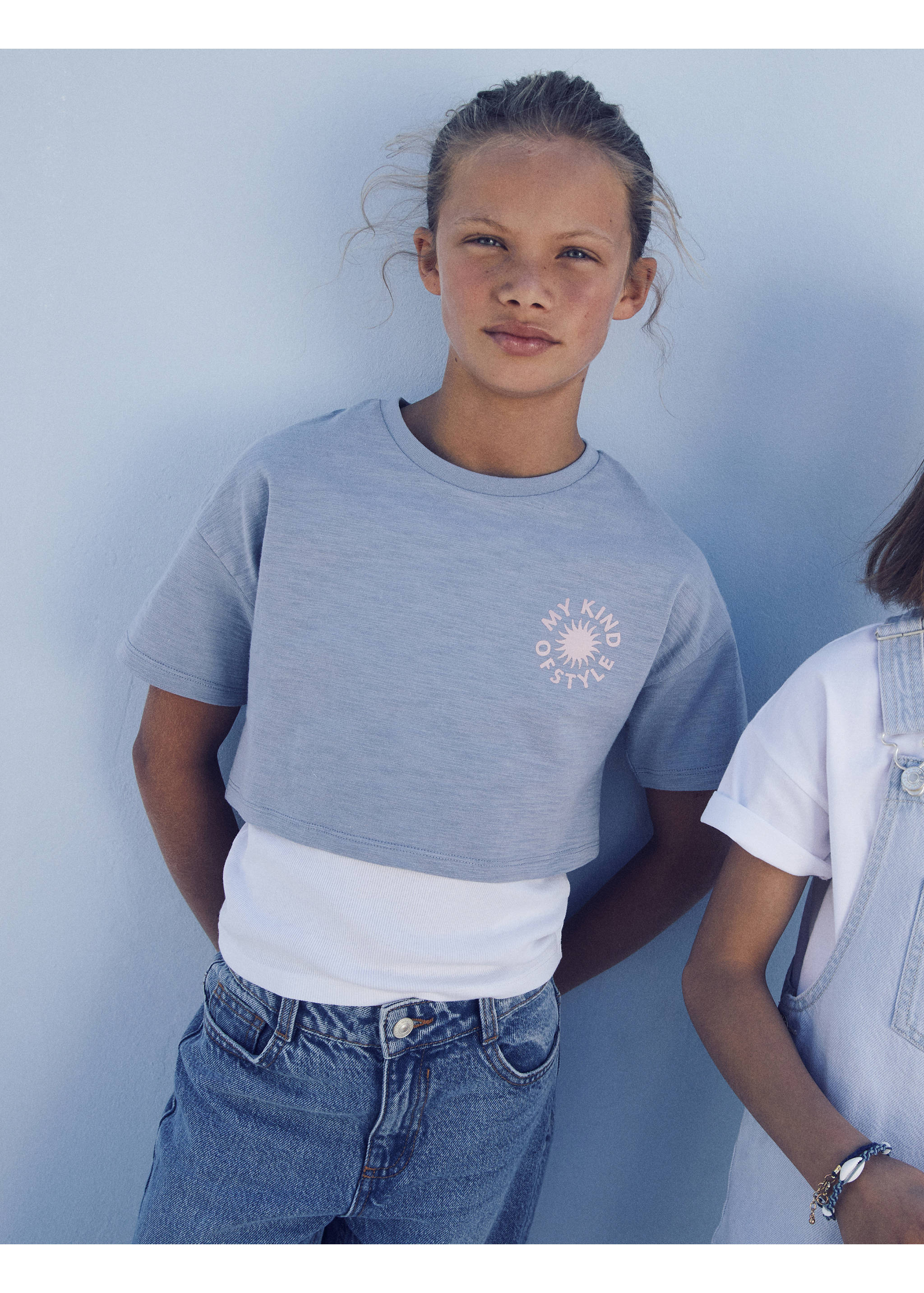 T-shirt imprimé double épaisseur - Plan général, Bleu. Ref: 67017136-00.