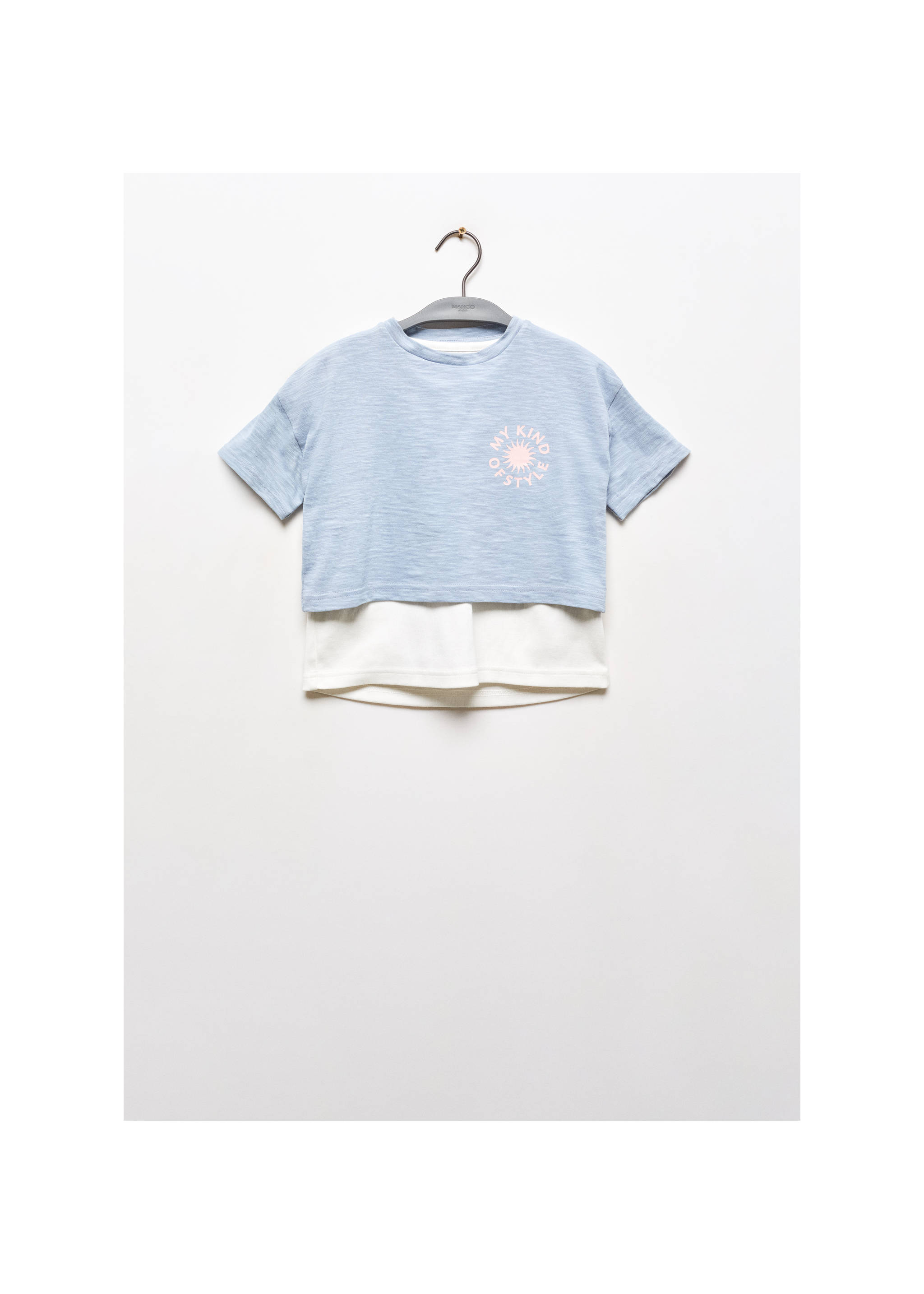 T-shirt imprimé double épaisseur - Article sans modèle, Bleu. Ref: 67017136-00.