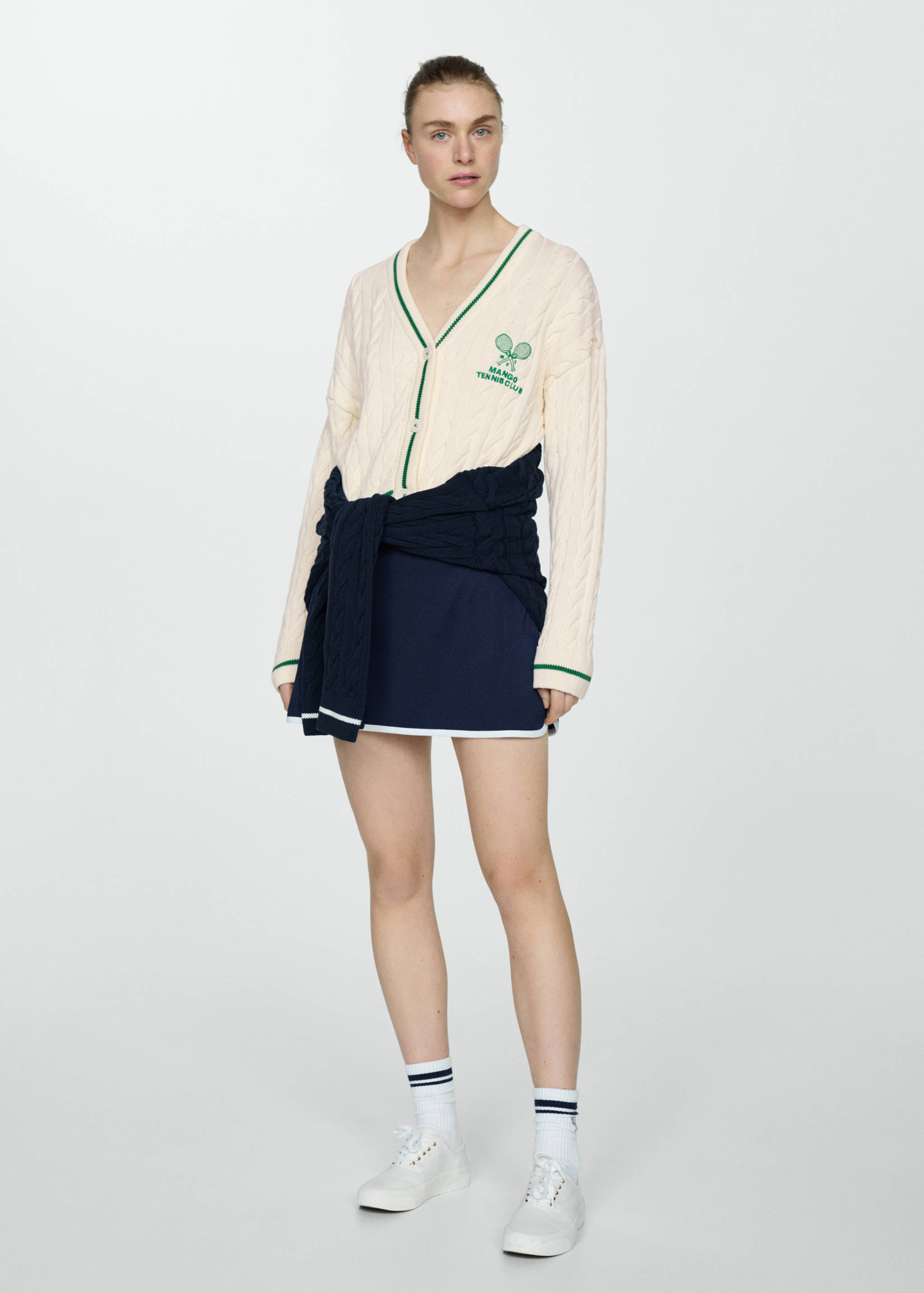 Contrast-detail braided cardigan - General plane