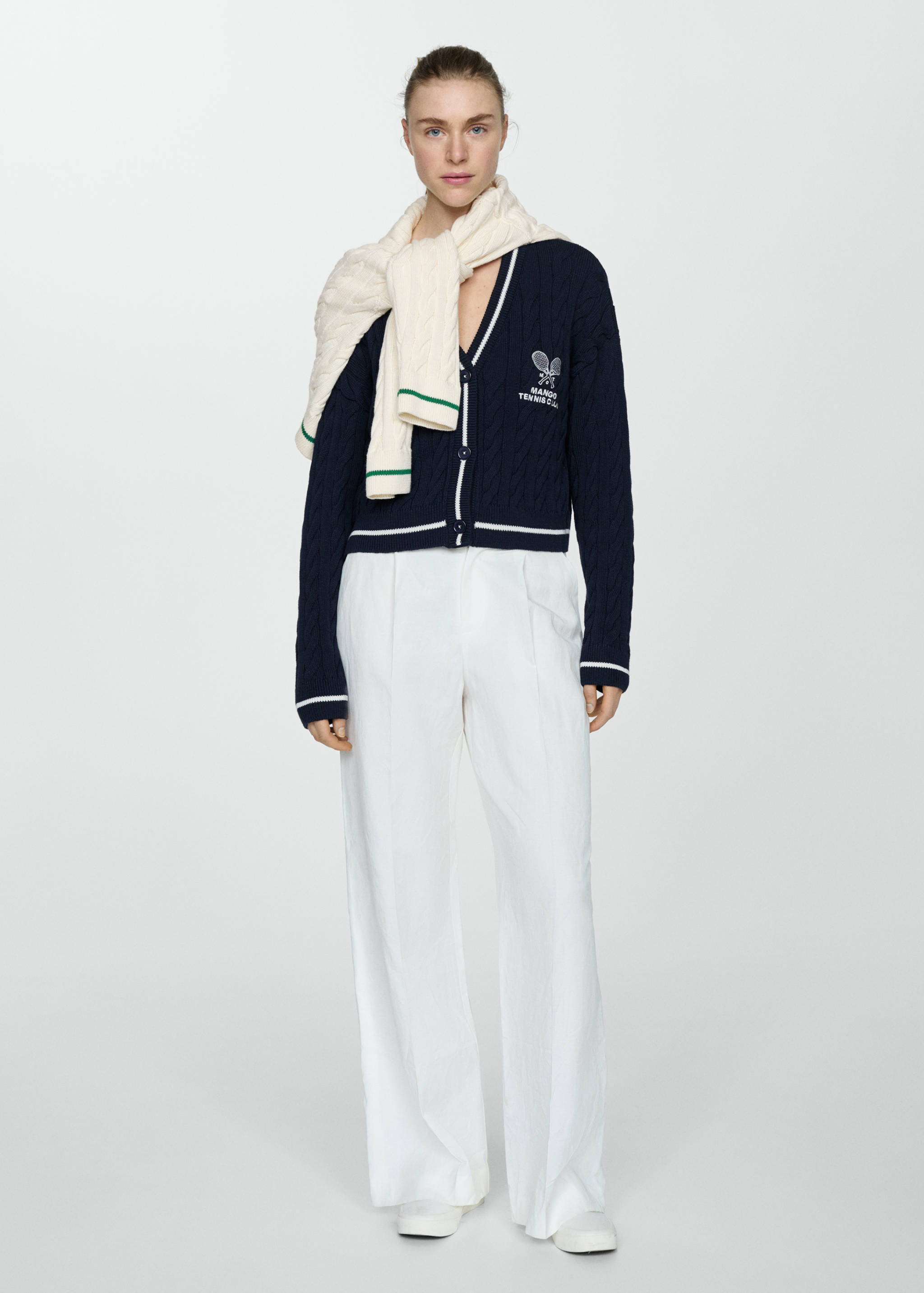 Contrast-detail braided cardigan - General plane