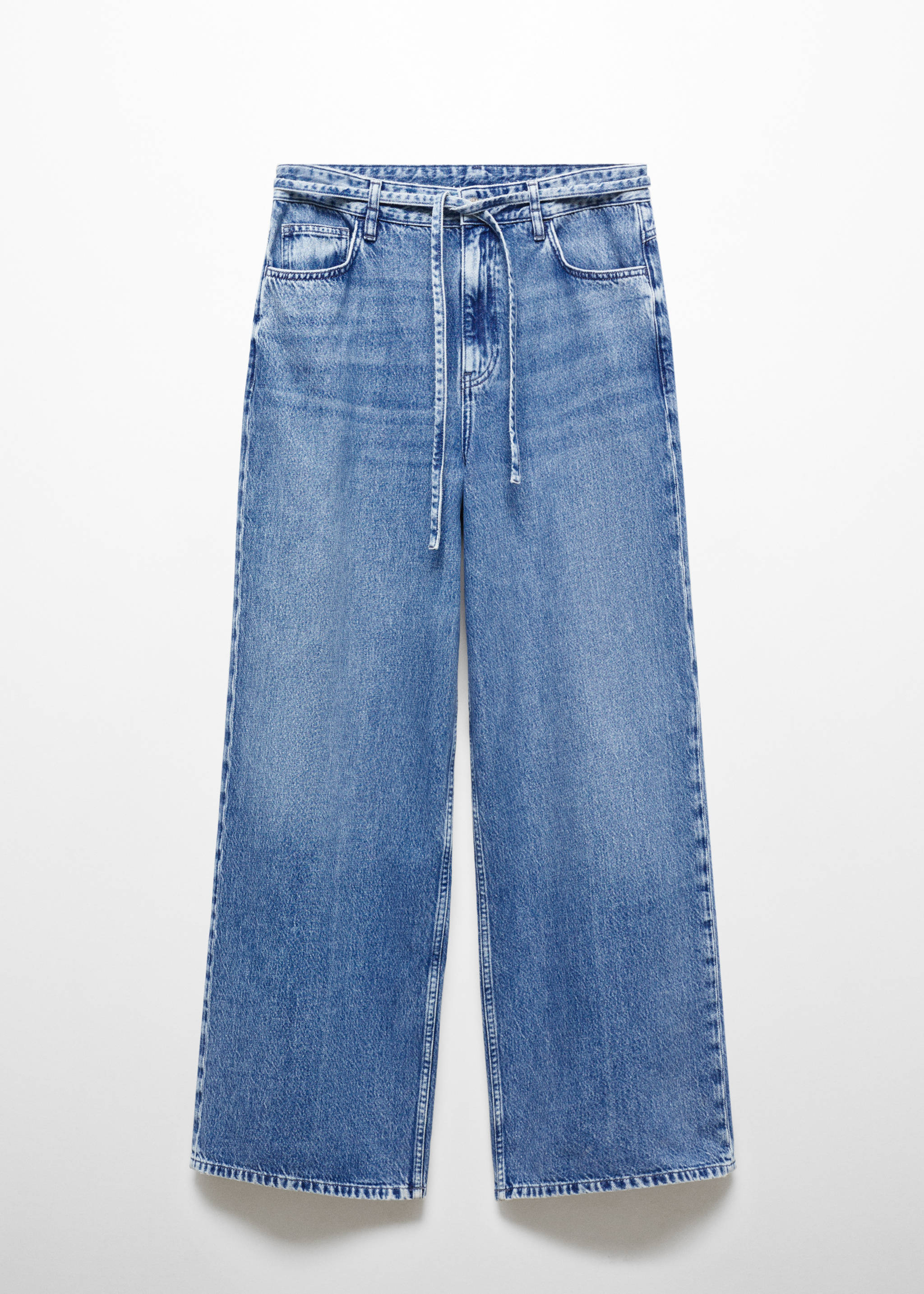Loose-fit wide leg jeans with adjustable drawstring - Article without model