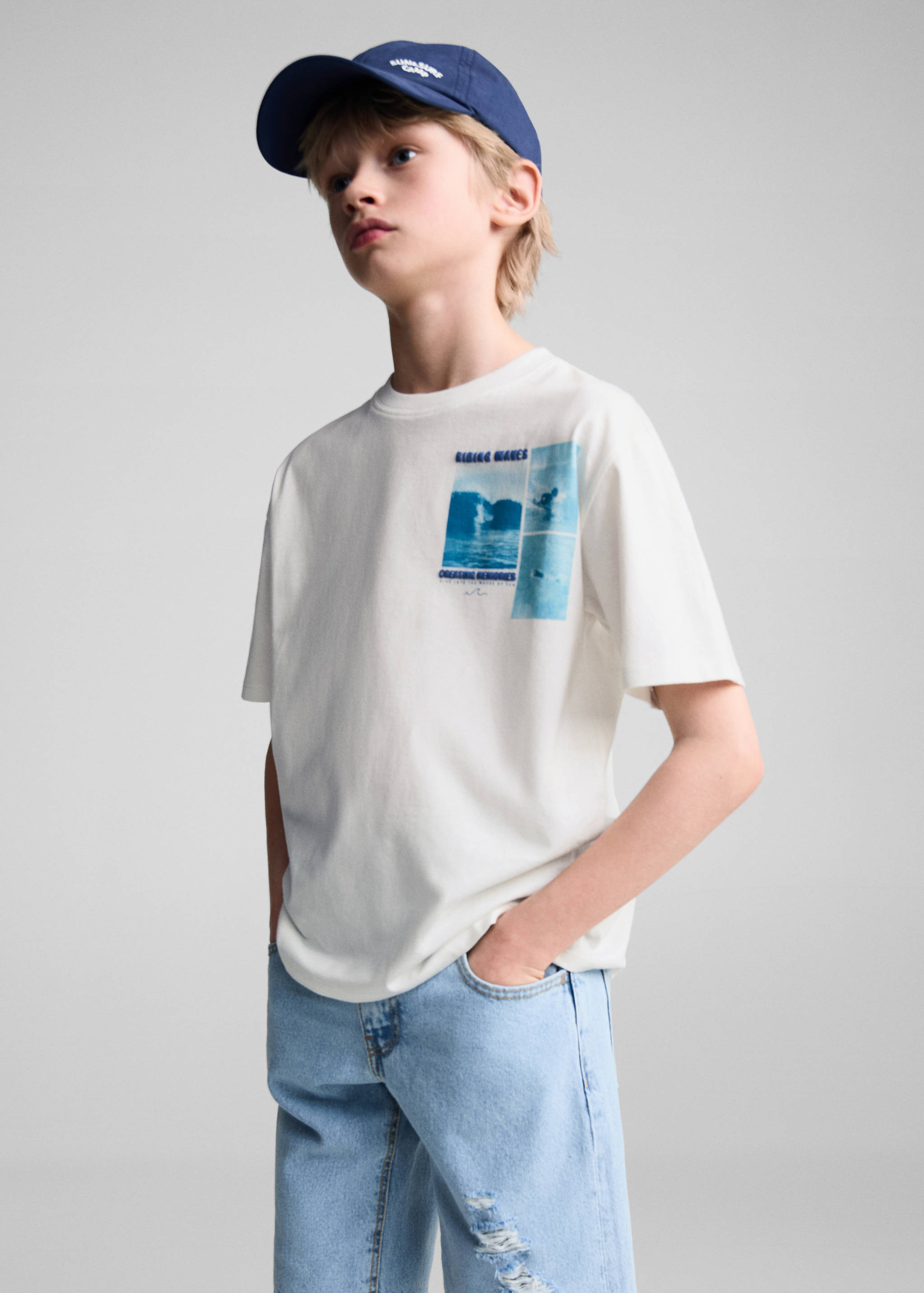 Printed cotton-blend T-shirt - Medium plane