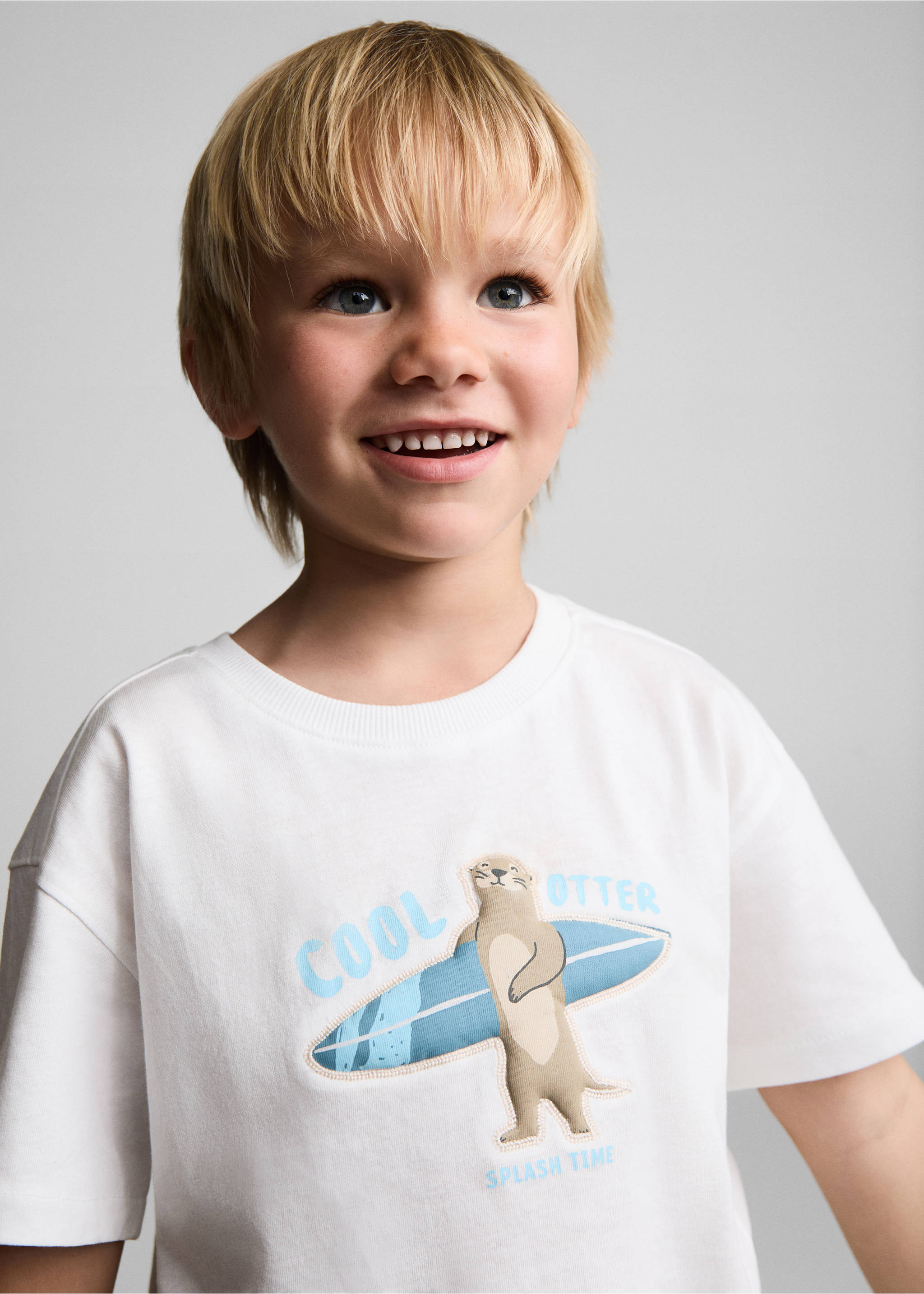 Bedrucktes Baumwoll-T-Shirt - Detail des Artikels 1, Cremeweiß. Ref: 67017920-00.