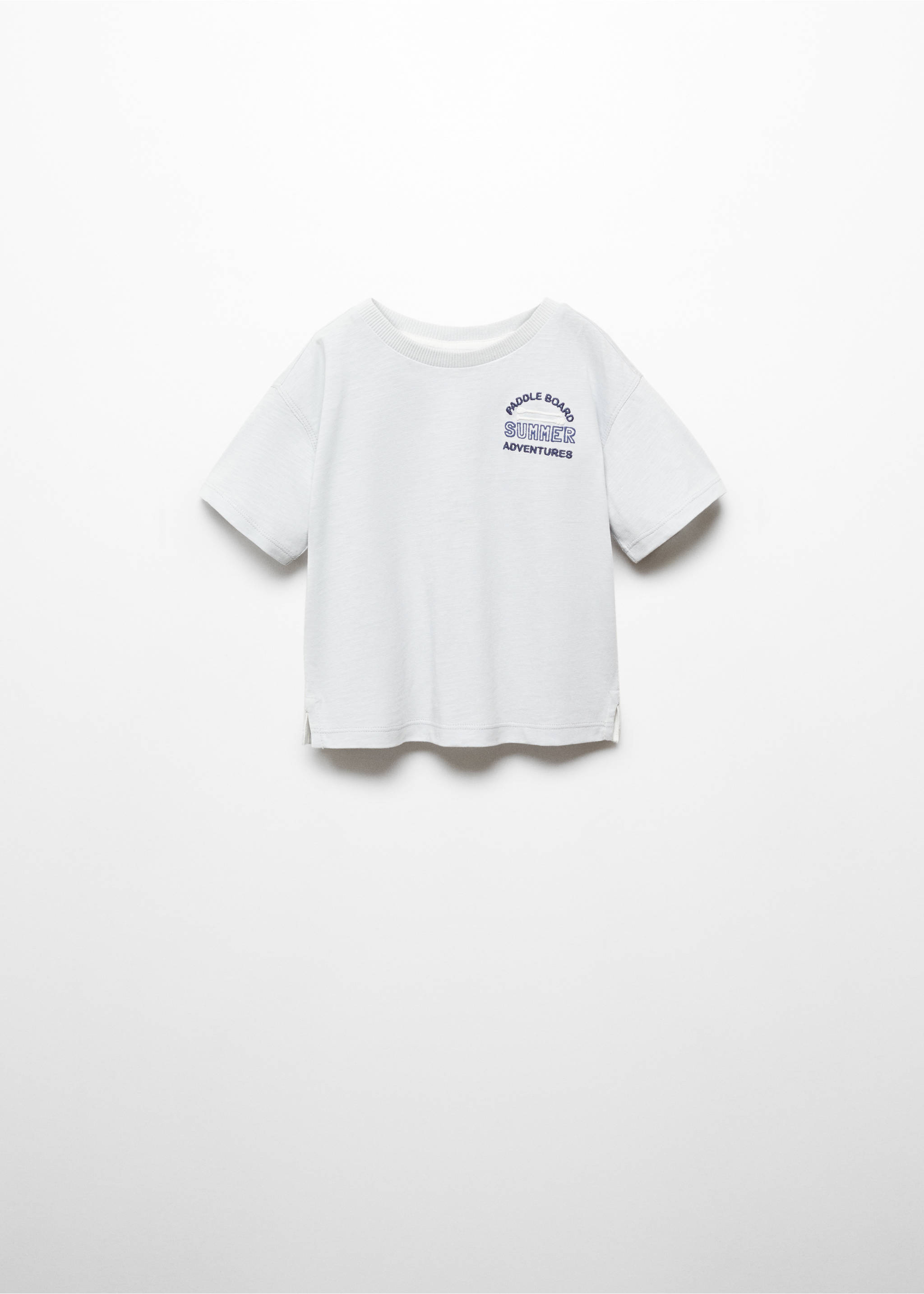 T-Shirt mit gestickter Aufschrift - Artikel ohne Model, Himmelblau. Ref: 67017921-00.