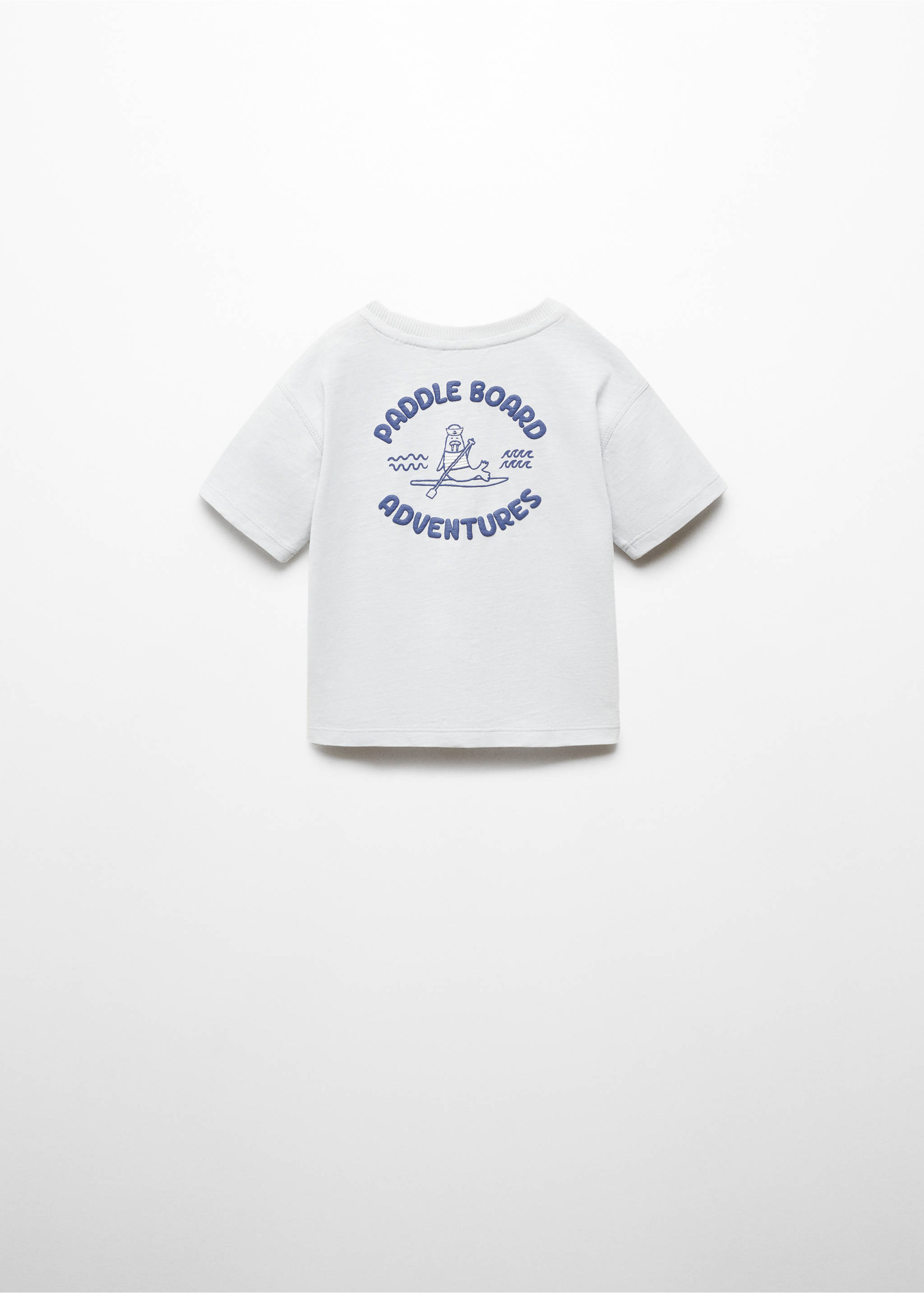 T-Shirt mit gestickter Aufschrift - Rückseite des Artikels, Himmelblau. Ref: 67017921-00.