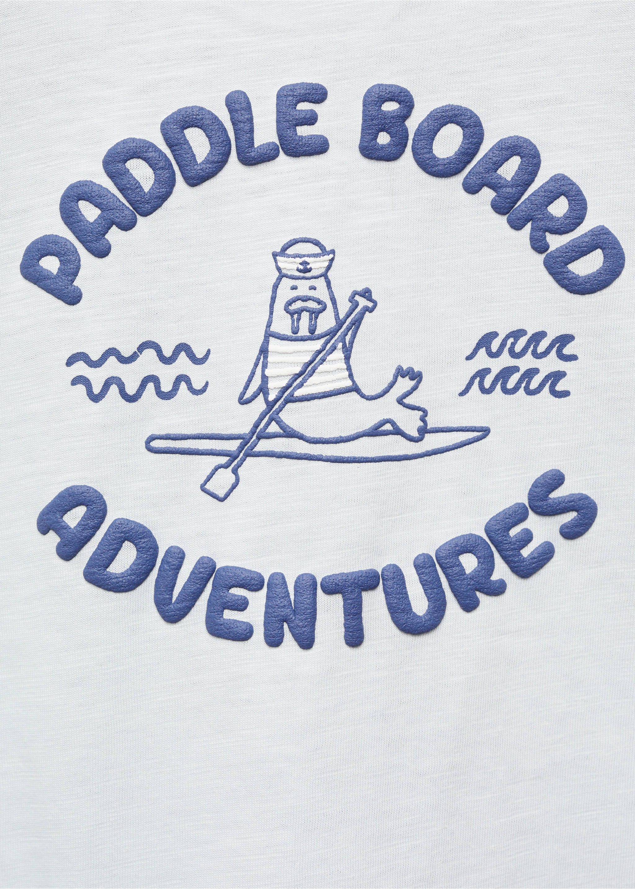 T-Shirt mit gestickter Aufschrift - Detail des Artikels 0, Himmelblau. Ref: 67017921-00.