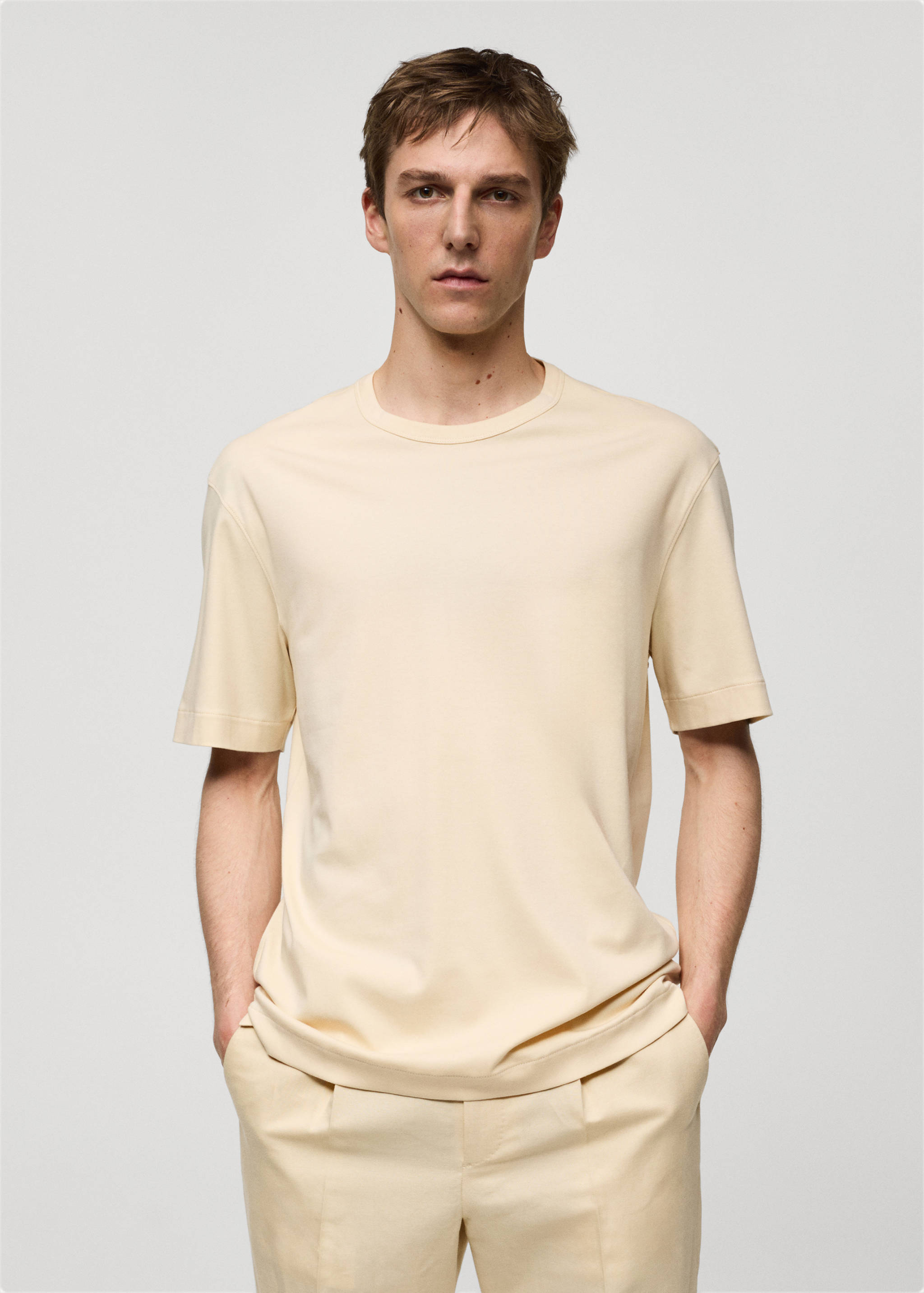 Slim-fit T-shirt 100% katoen - Middenvlak