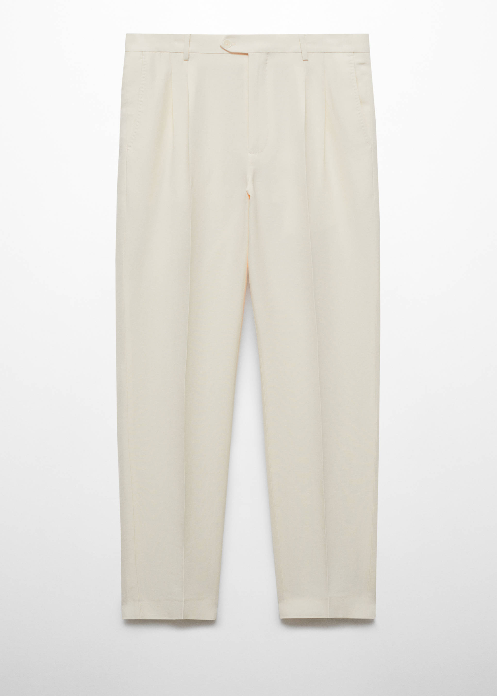 Calças de linho slim fit com pinças - Artigo sem modelo