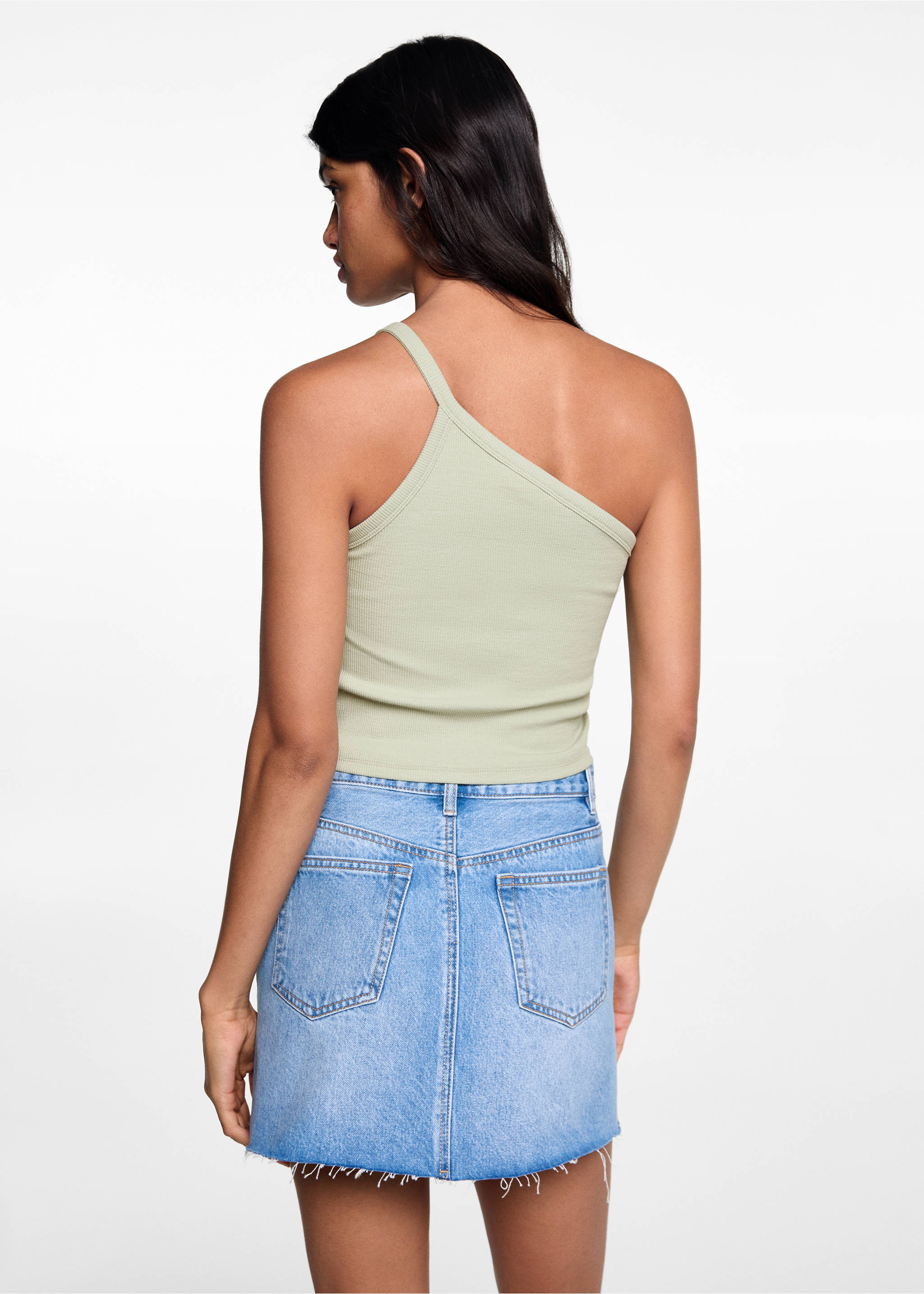 Asymmetrical crop top - Reverse of the article, Green. Ref: 67018274-00.