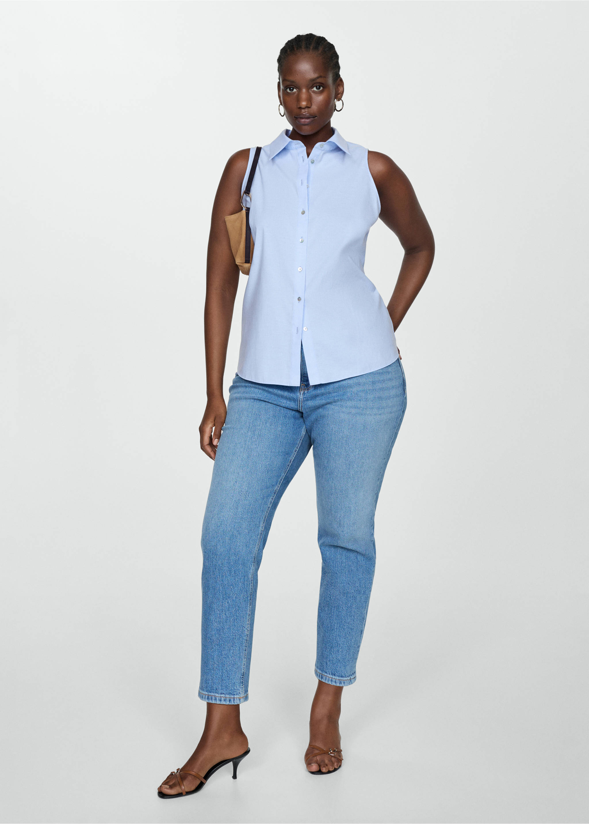 Ärmelloses Streifenhemd - Detail des Artikels 3, Blau. Ref: 67018642-00.