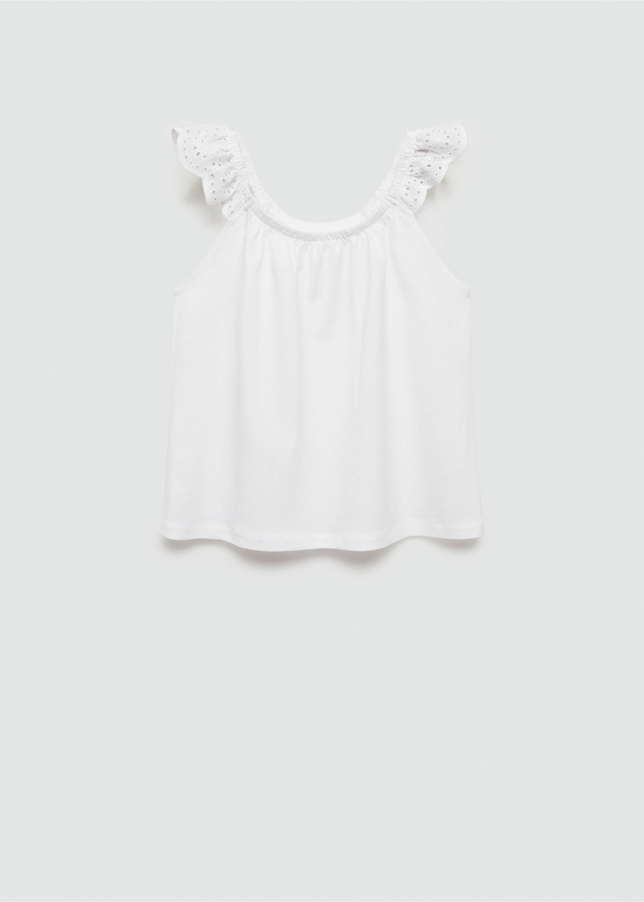 Ruffled strap t-shirt - Article without model, Off White. Ref: 67018654-00.