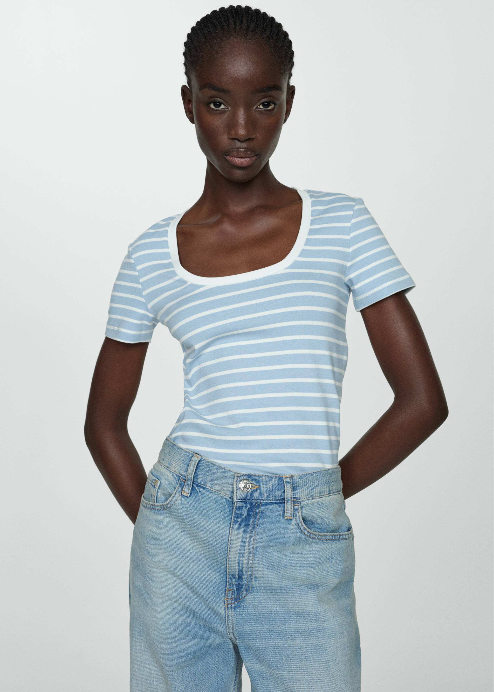 Gestreiftes Baumwoll-Shirt - Mittlere Ansicht