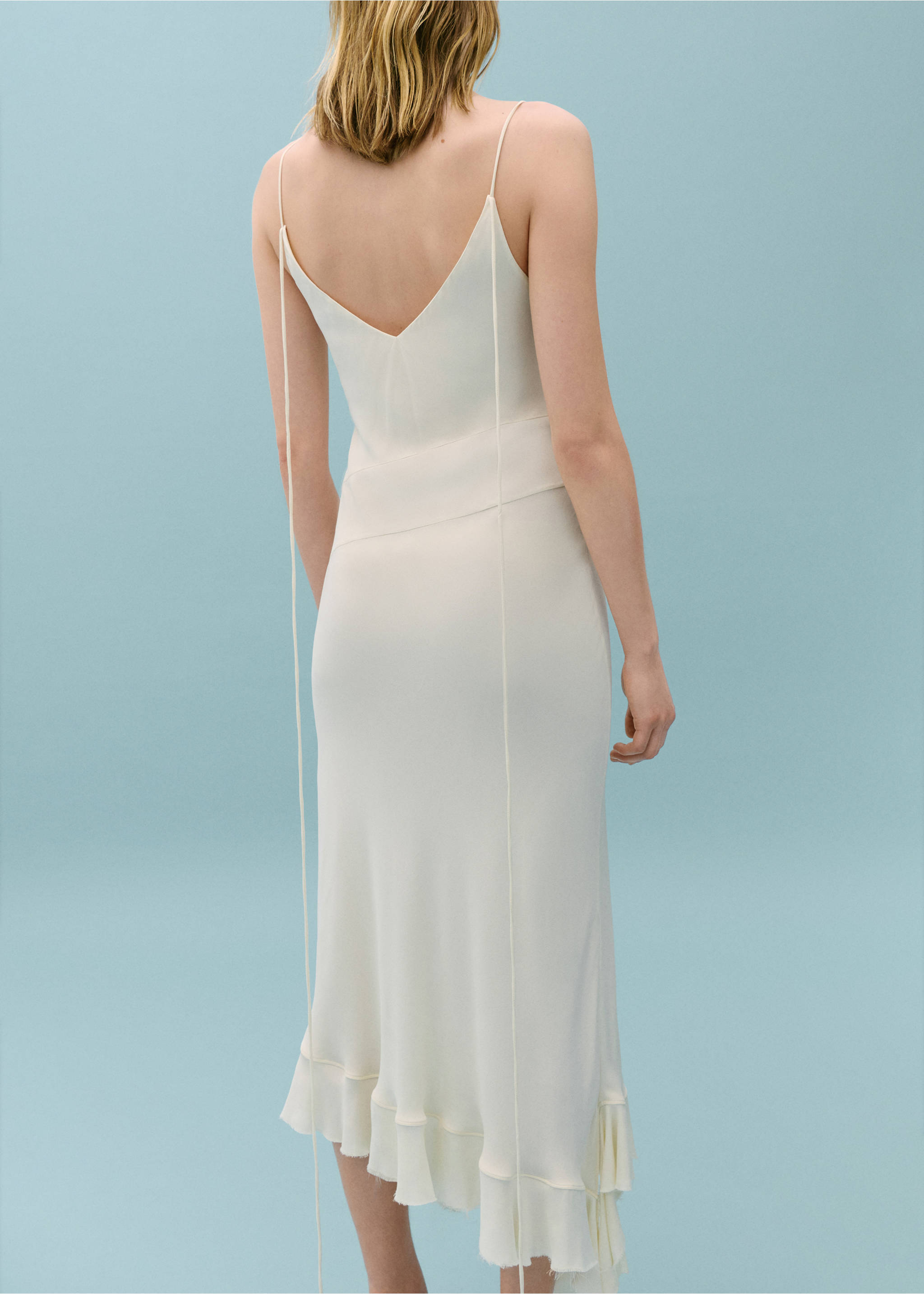 Asymmetric ruffled dress - Reverse of the article, Light/Pastel Grey. Ref: 67018657-00.