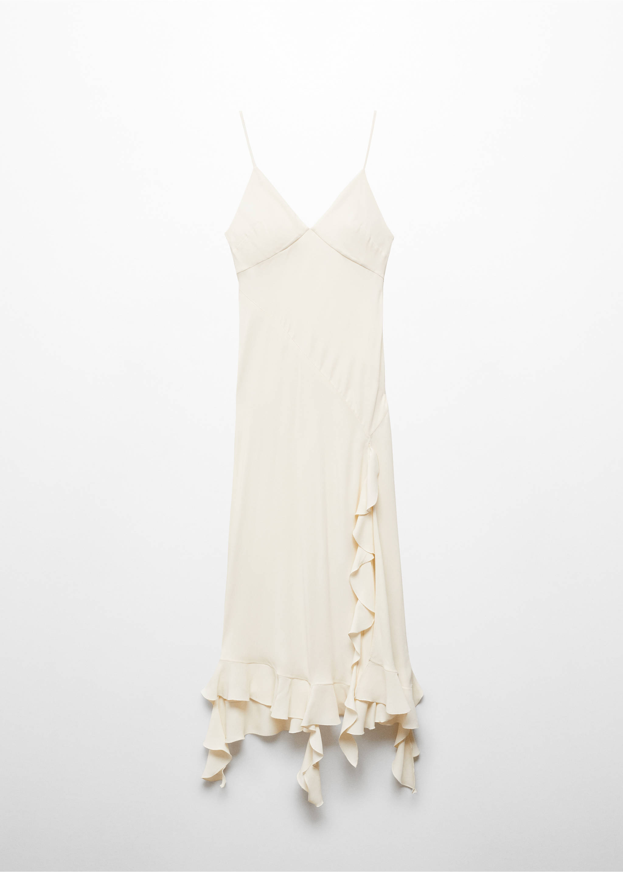 Asymmetric ruffled dress - Article without model, Light/Pastel Grey. Ref: 67018657-00.