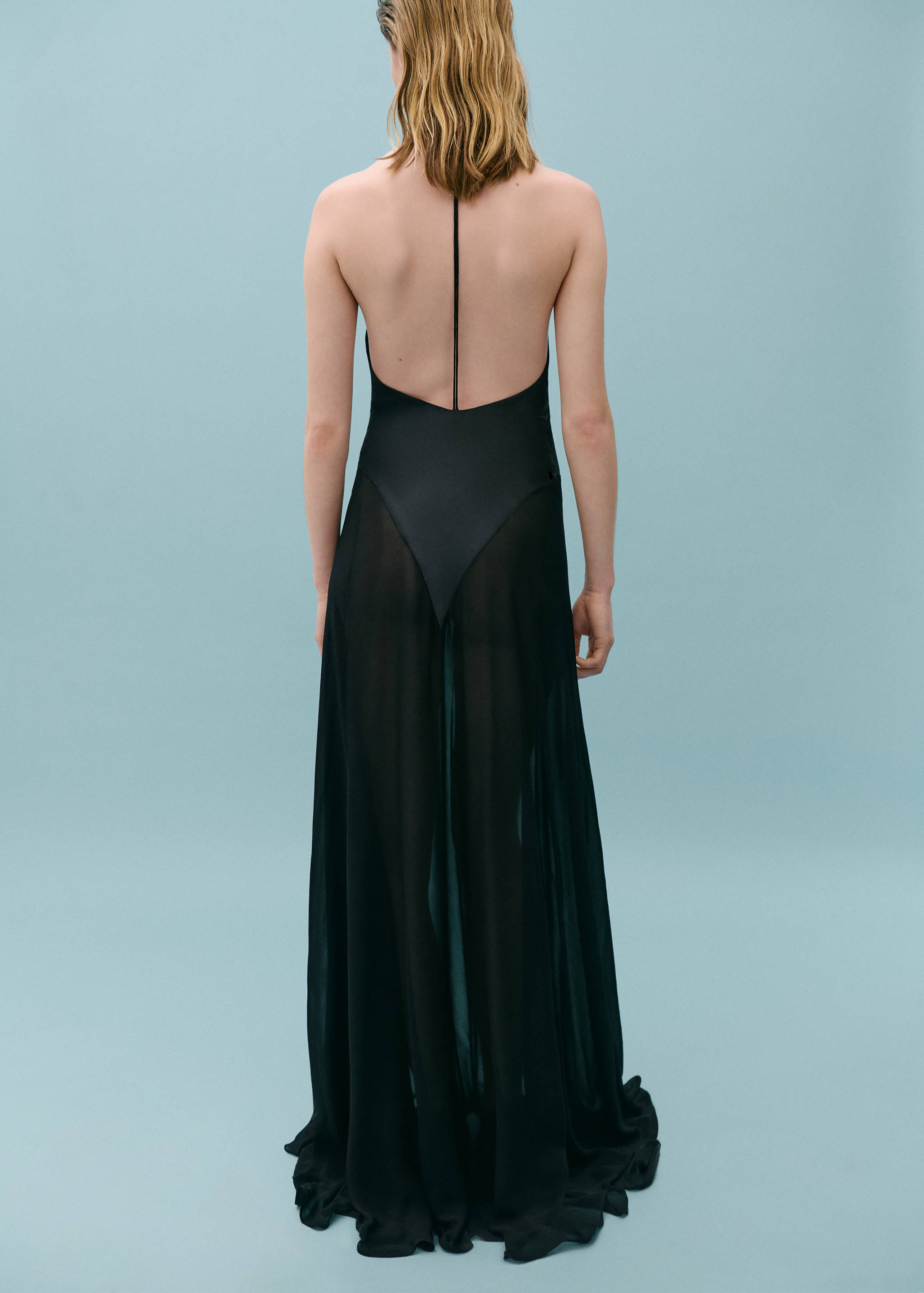 Semi-transparent silk dress combined body - Reverse of the article