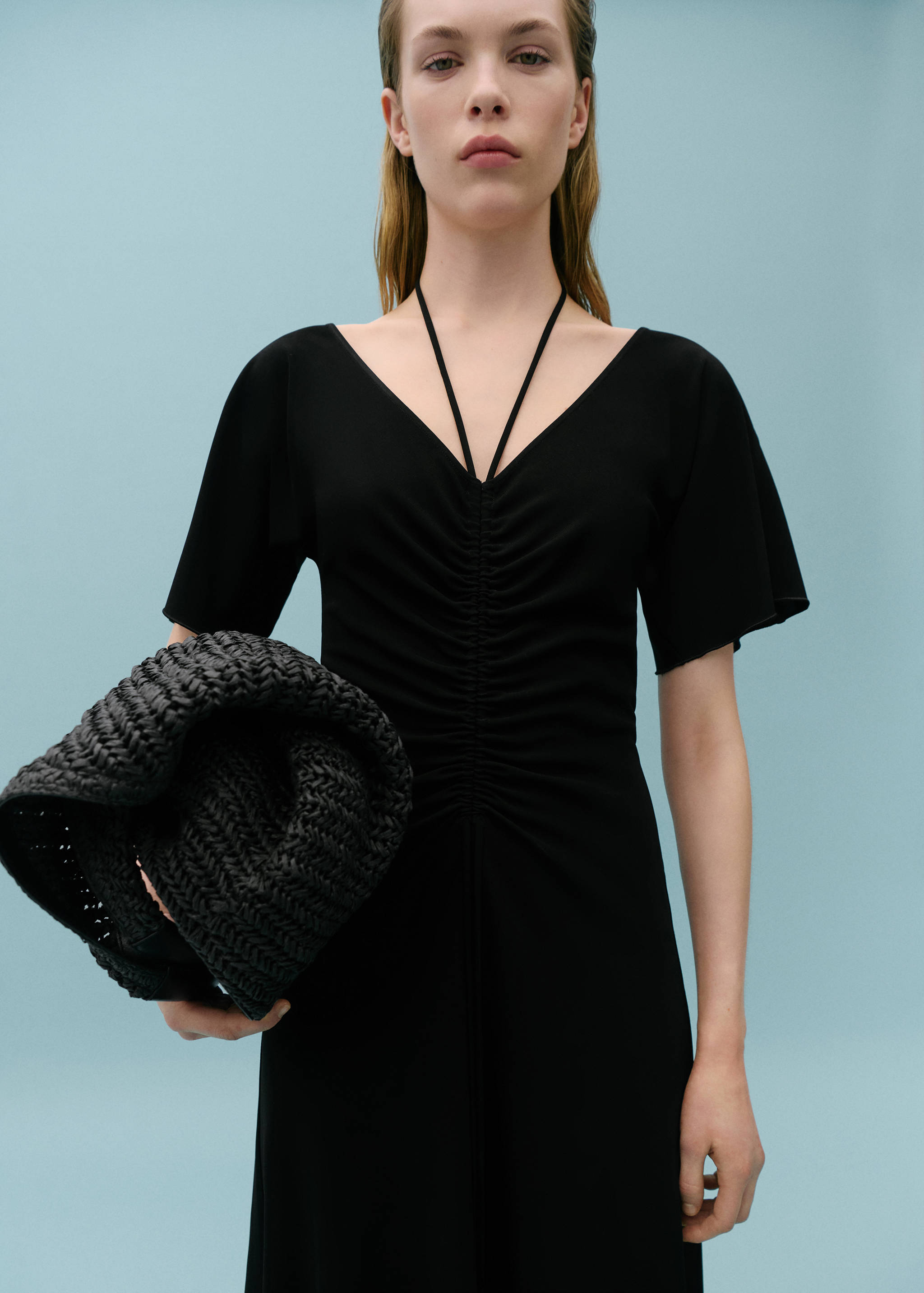 Vestido punto detalle fruncido - Plano medio