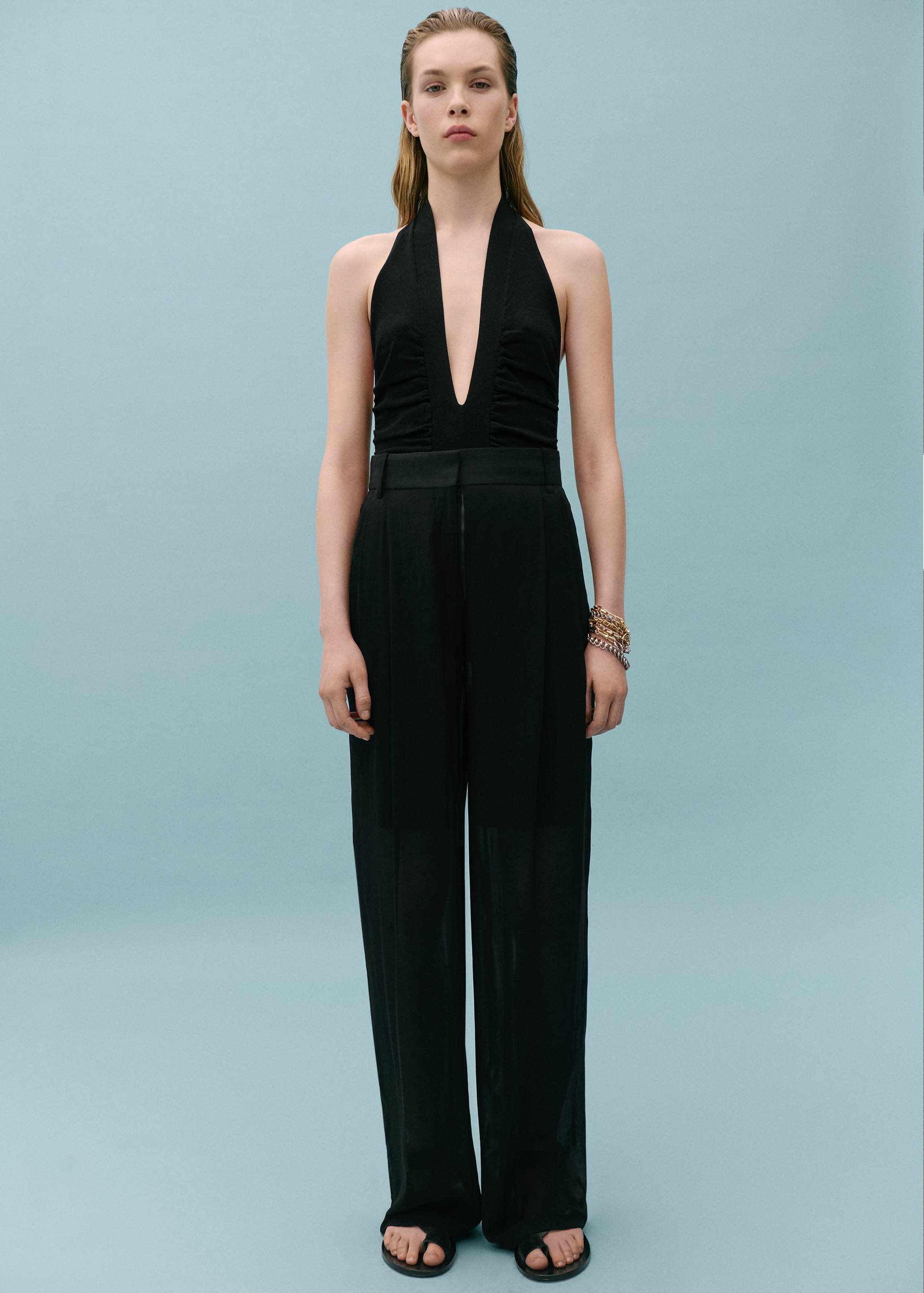 Rett halvgjennomsiktig bukse - Total bildeutsnitt