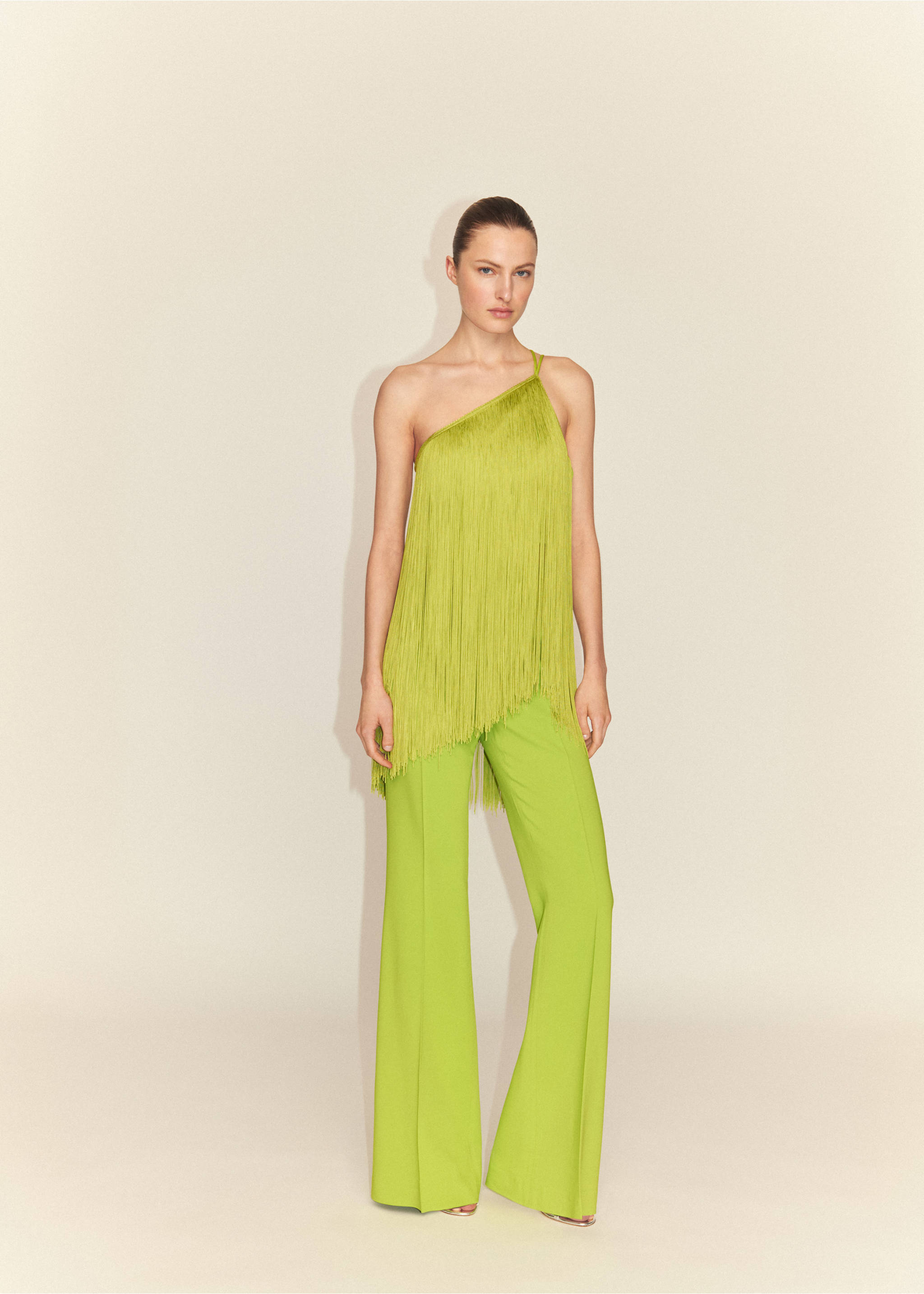High-waist flared broek - Overzichtstekening, Limoen. Ref: 67019237-00.