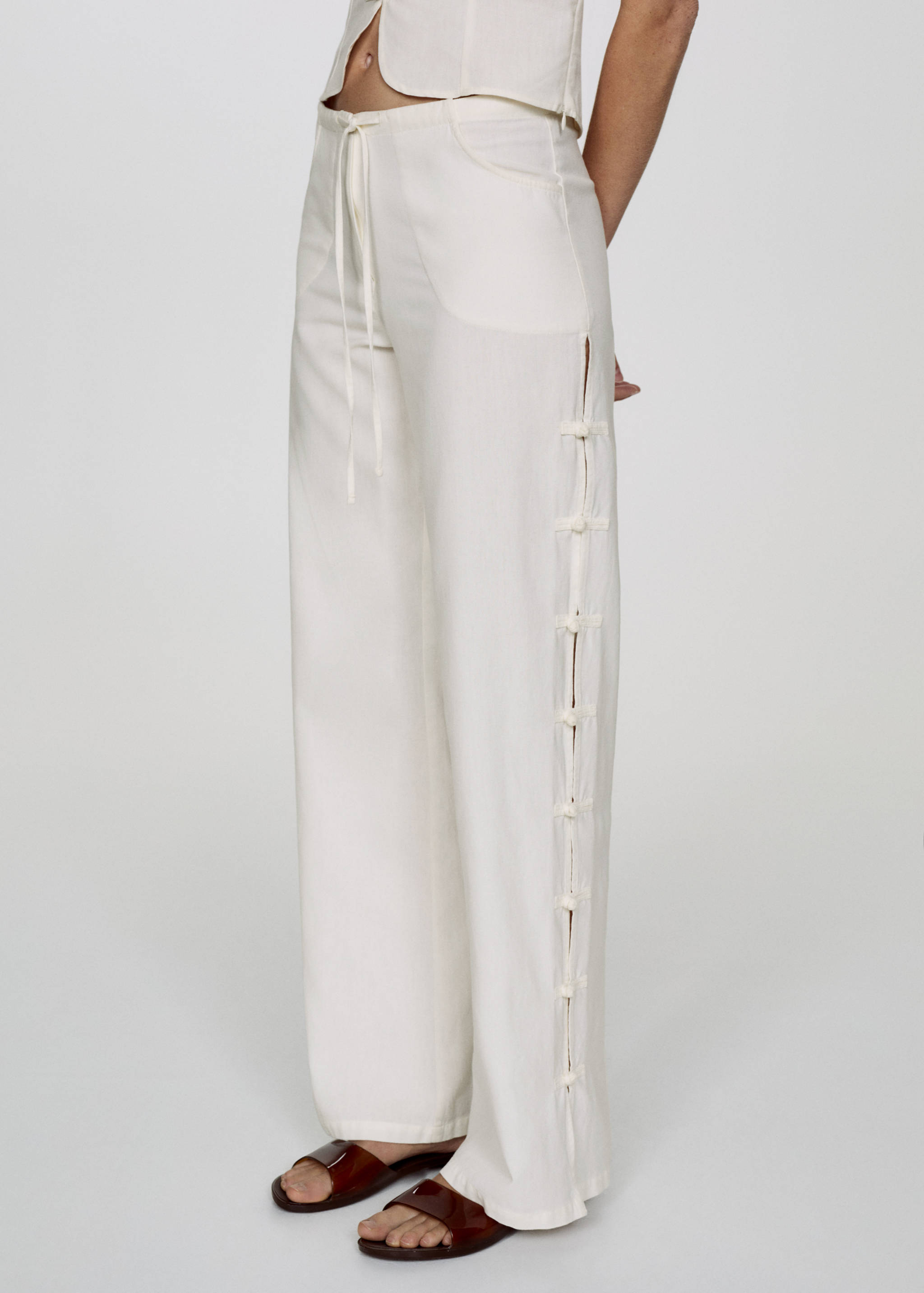 Wide leg pants with buttons - Medium plane