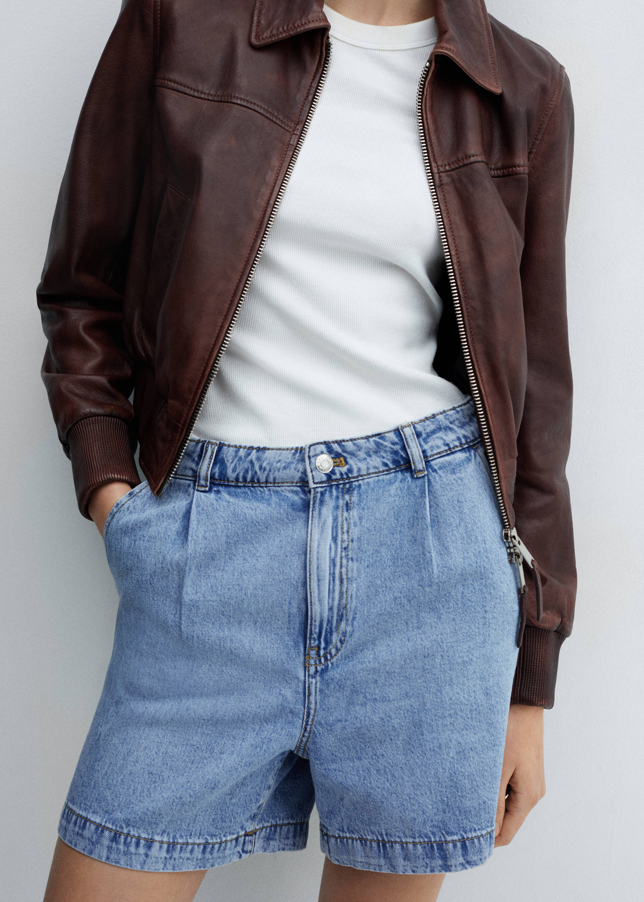 Slouchy denim shorts - Medium plane