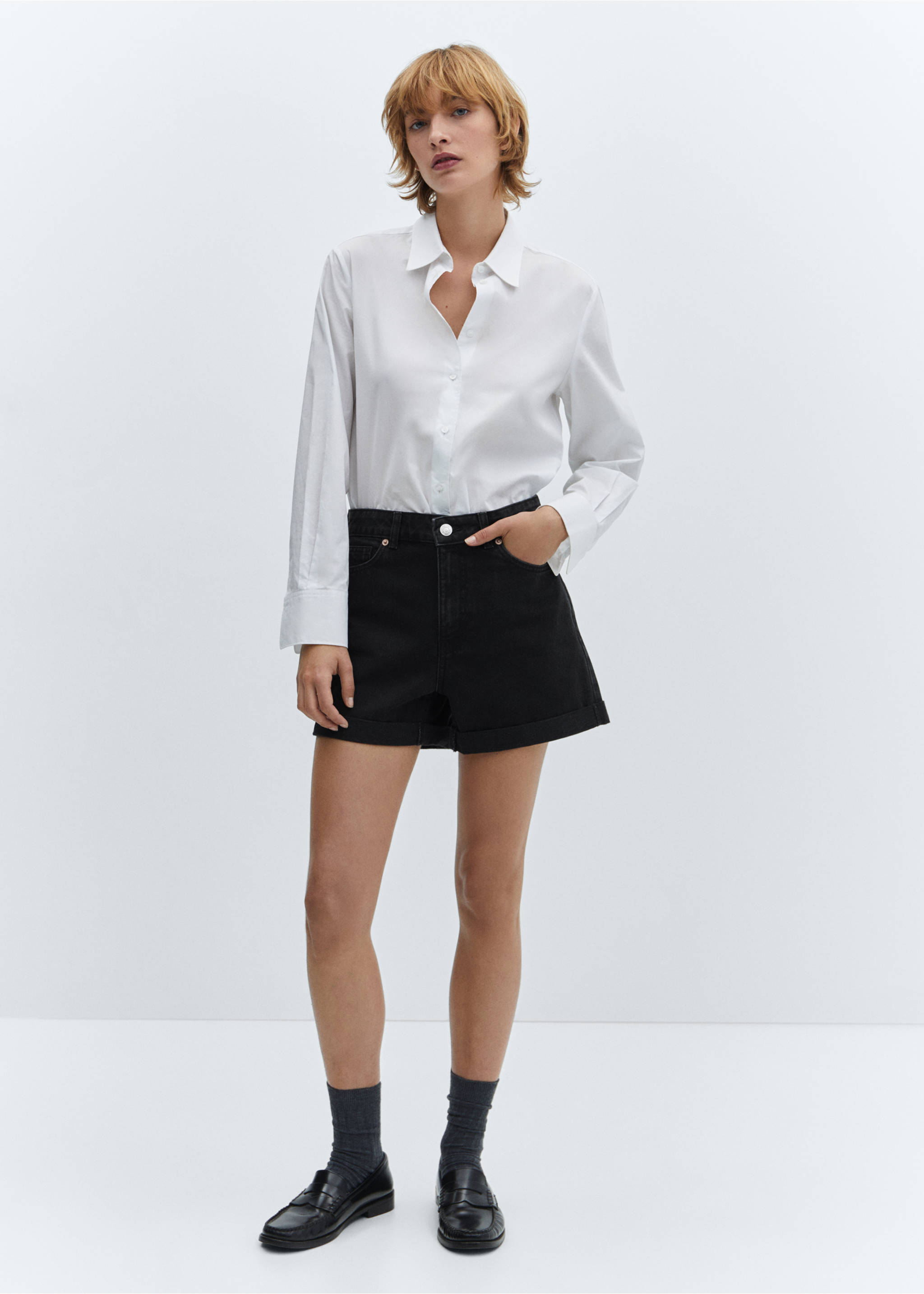 Mom fit farmersort - Általános sík, Black denim. Ref: 67020260-00.