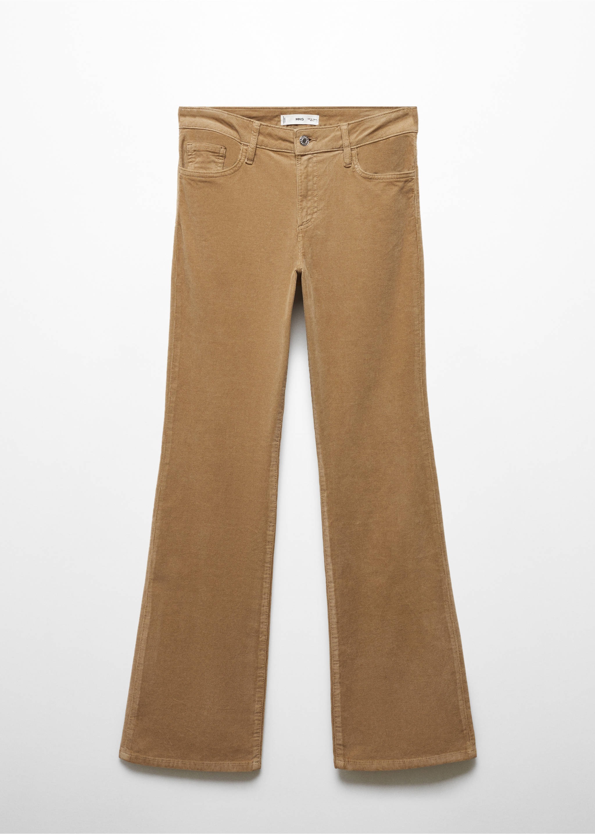 Mid-rise corduroy flared trousers - Article without model, Medium Brown. Ref: 67020261-00.