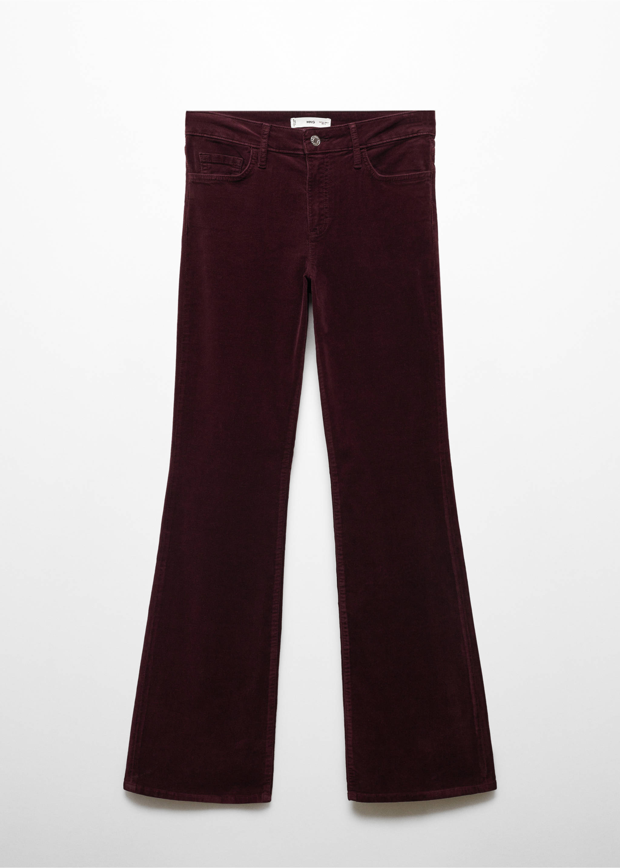Mid-rise corduroy flared trousers - Article without model, Wine. Ref: 67020262-00.