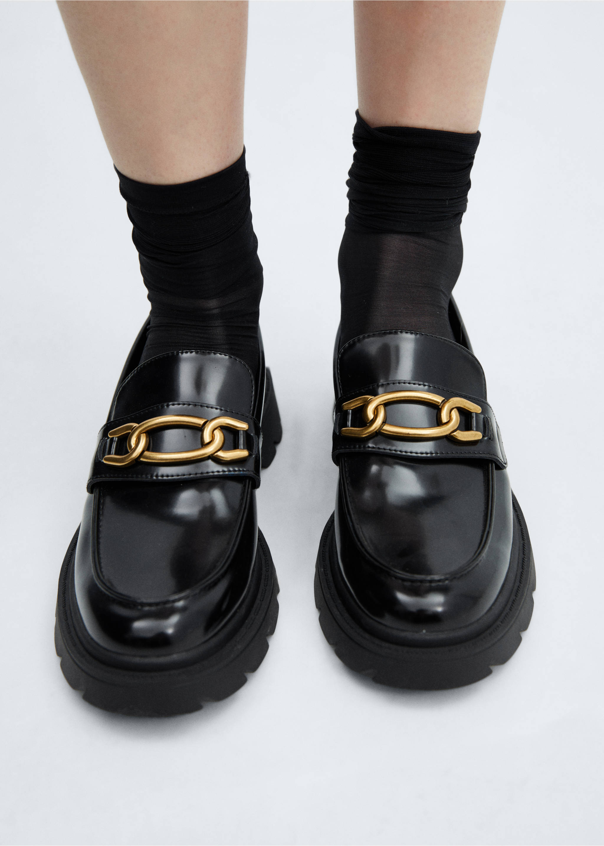 Track sole moccasin - Details of the article 9, Black. Ref: 67020264-00.