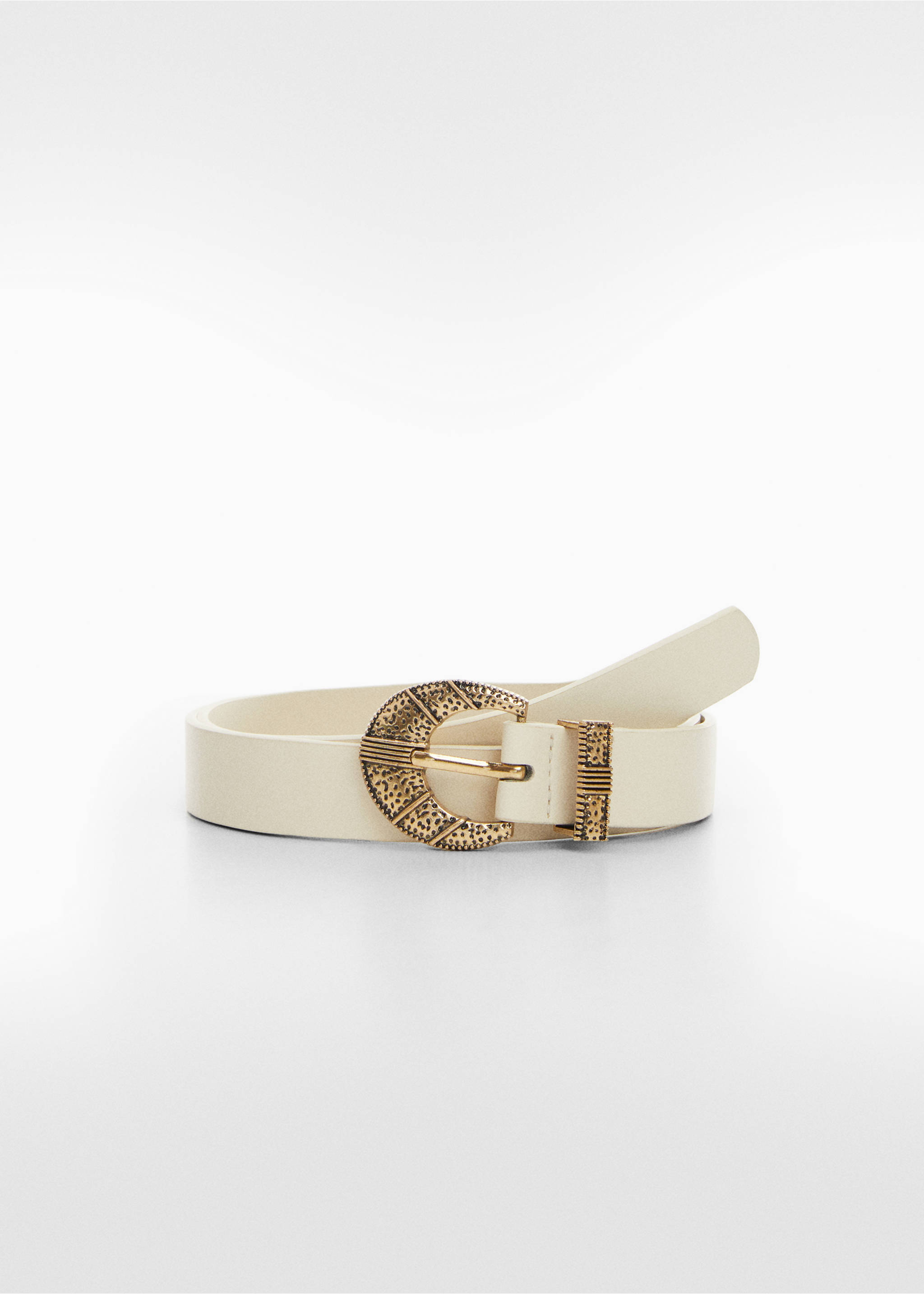 Ceinture boucle gravée - Article sans modèle, Écru. Ref: 67020281-00.