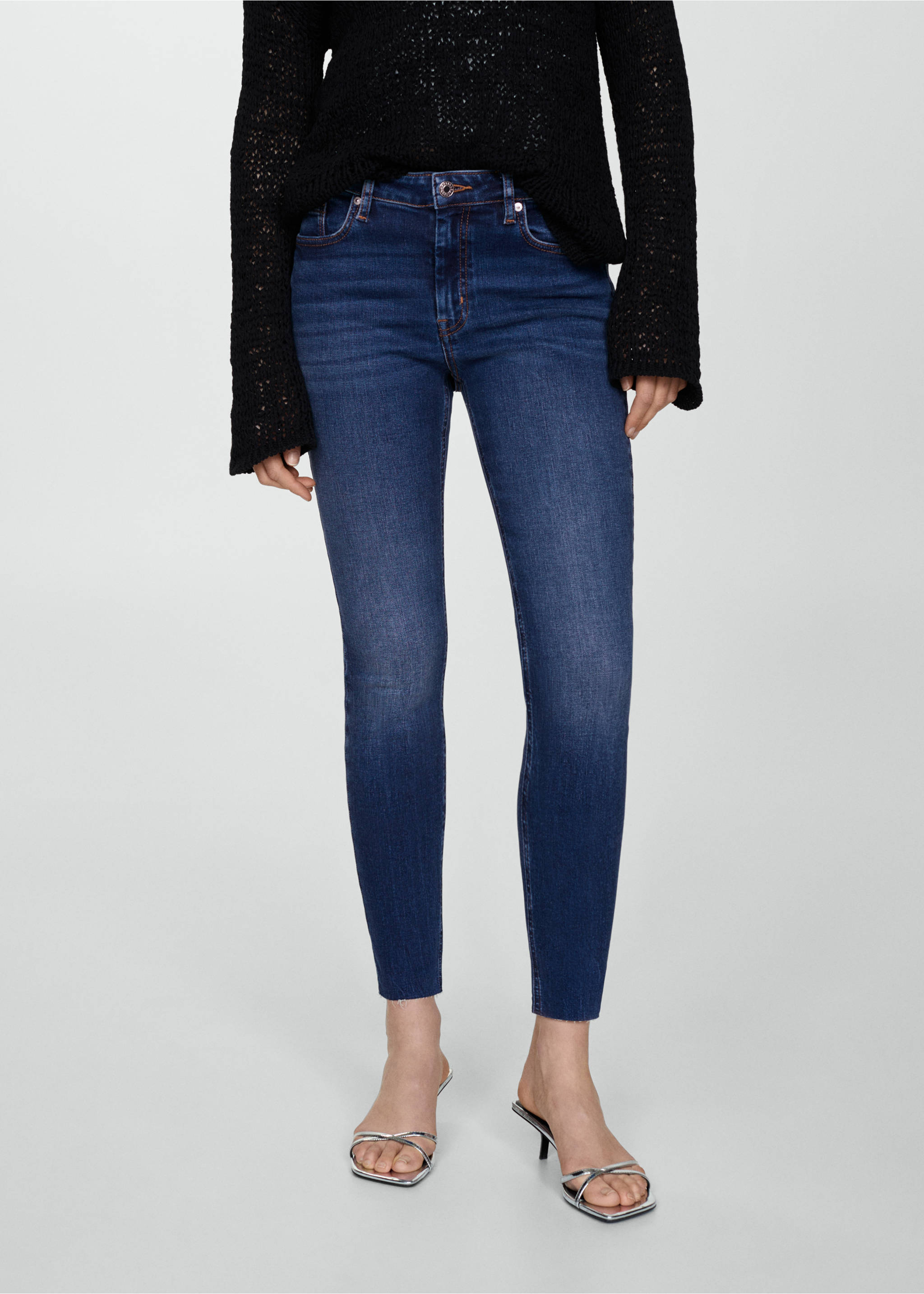 Skinny cropped jeans - Medium plane, Dark Blue. Ref: 67020344-00.