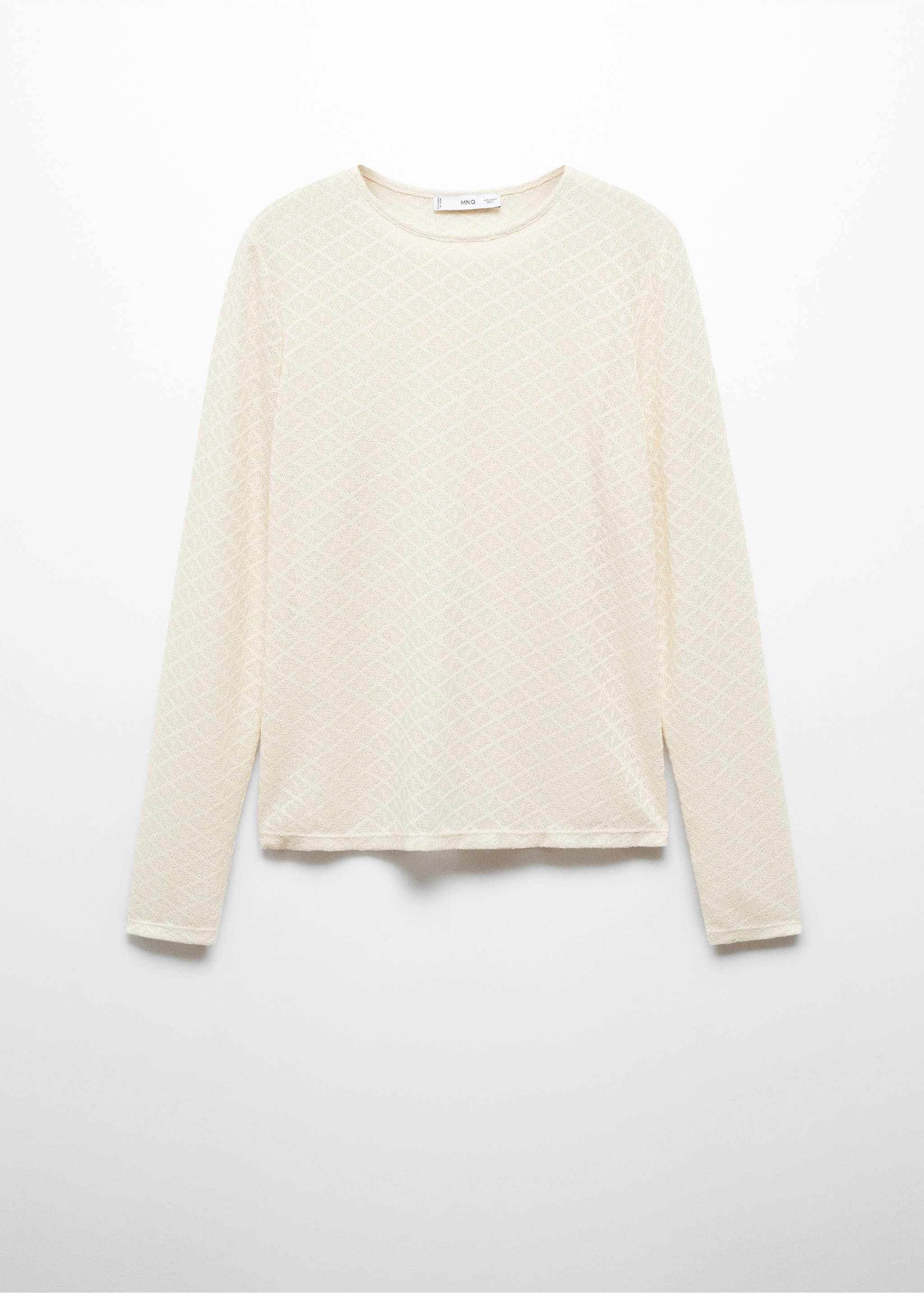 Textured knit t-shirt - Article without model, Ecru. Ref: 67020467-00.