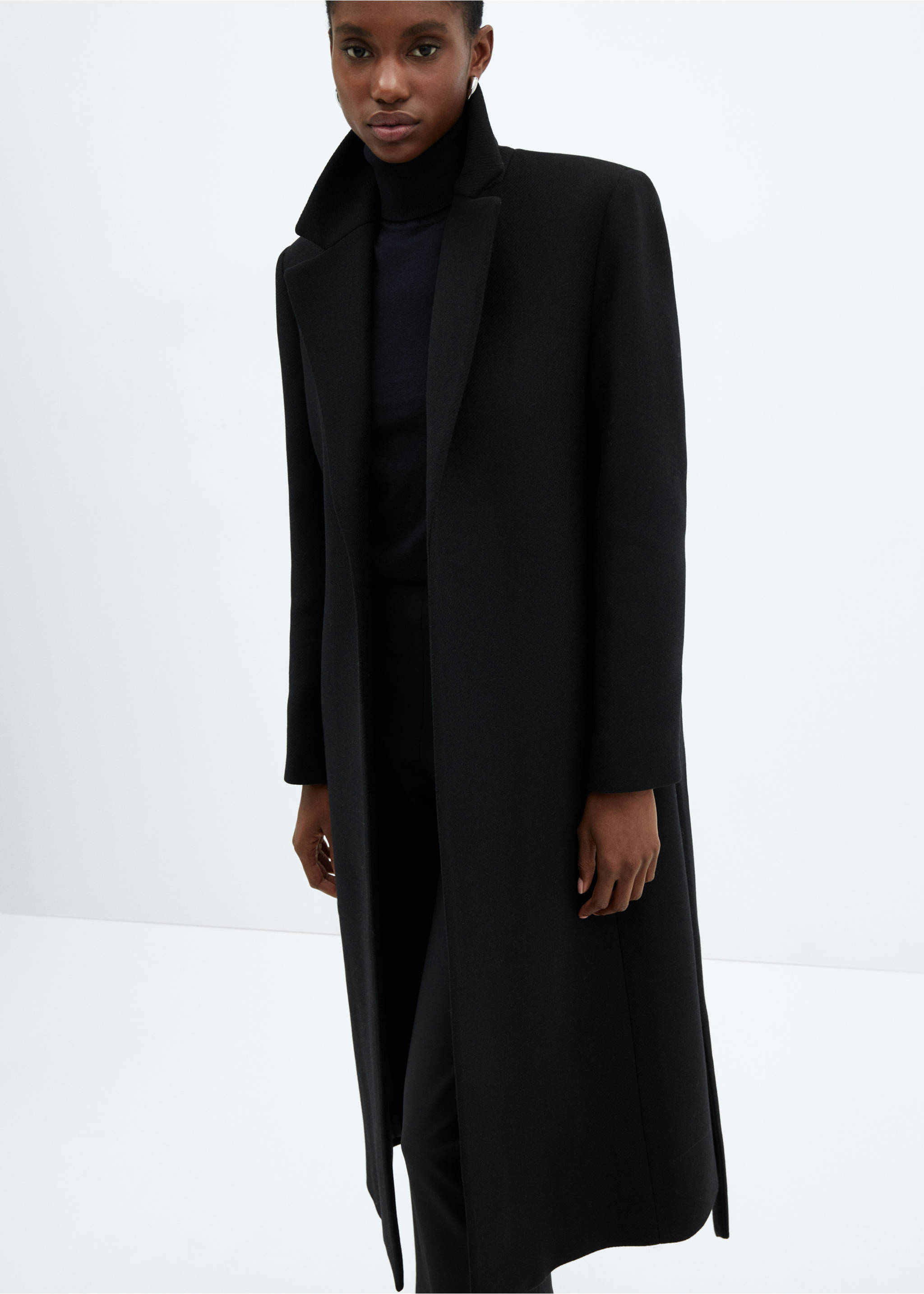 Manteco wool coat with detachable fur collar - Details of the article 4, Black. Ref: 67020469-00.