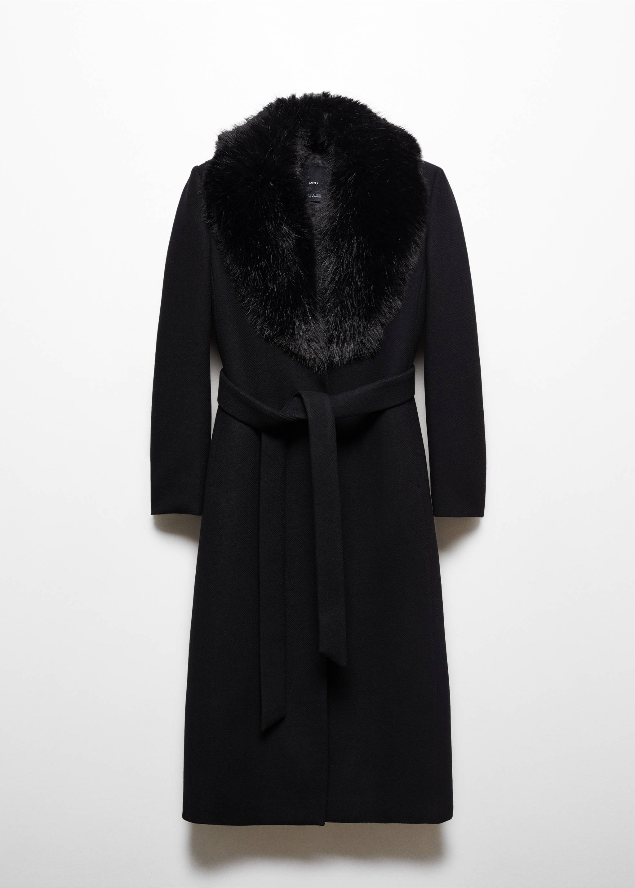 Manteco wool coat with detachable fur collar - Article without model, Black. Ref: 67020469-00.