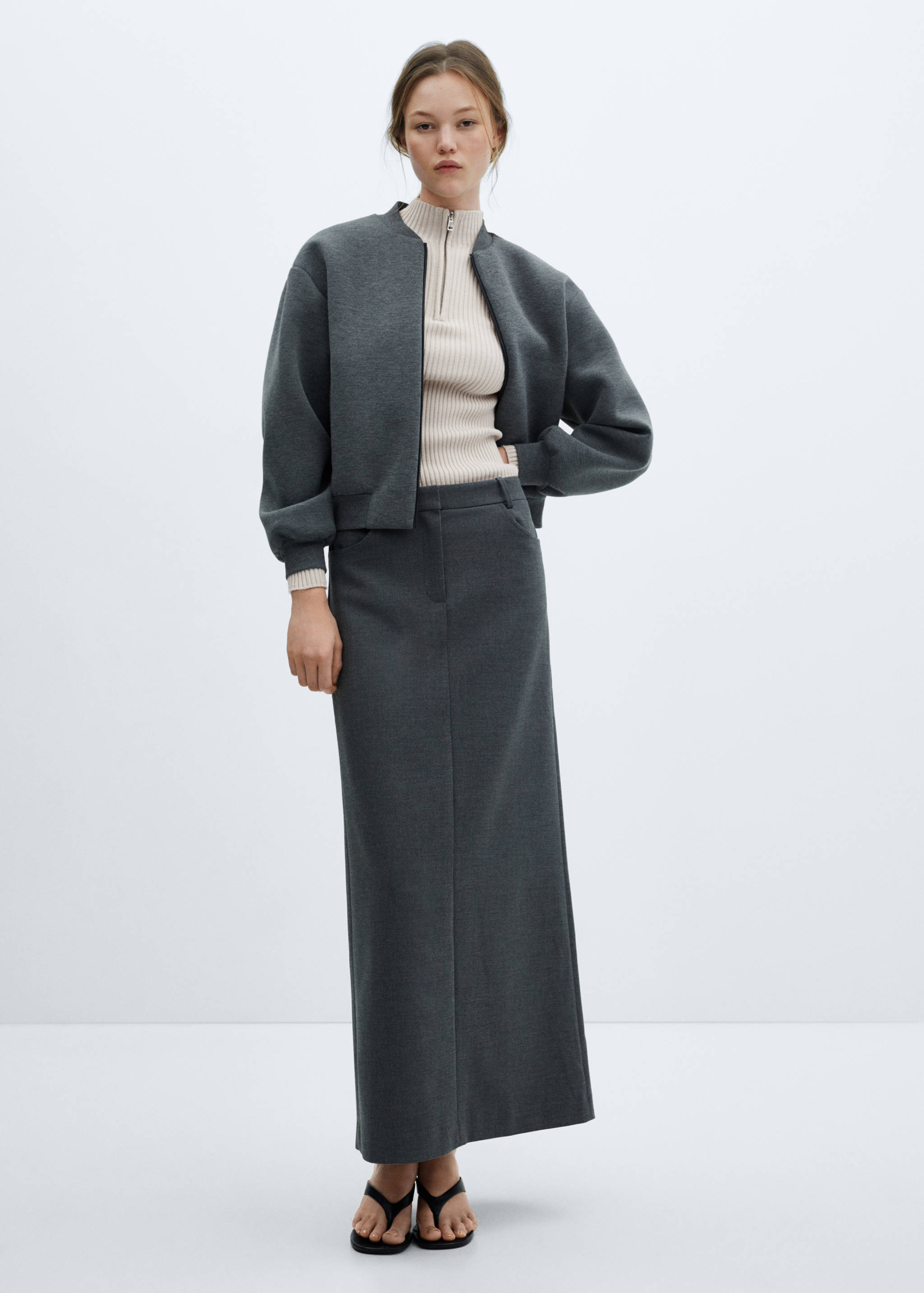 Ribbed sweater with zip - General plane