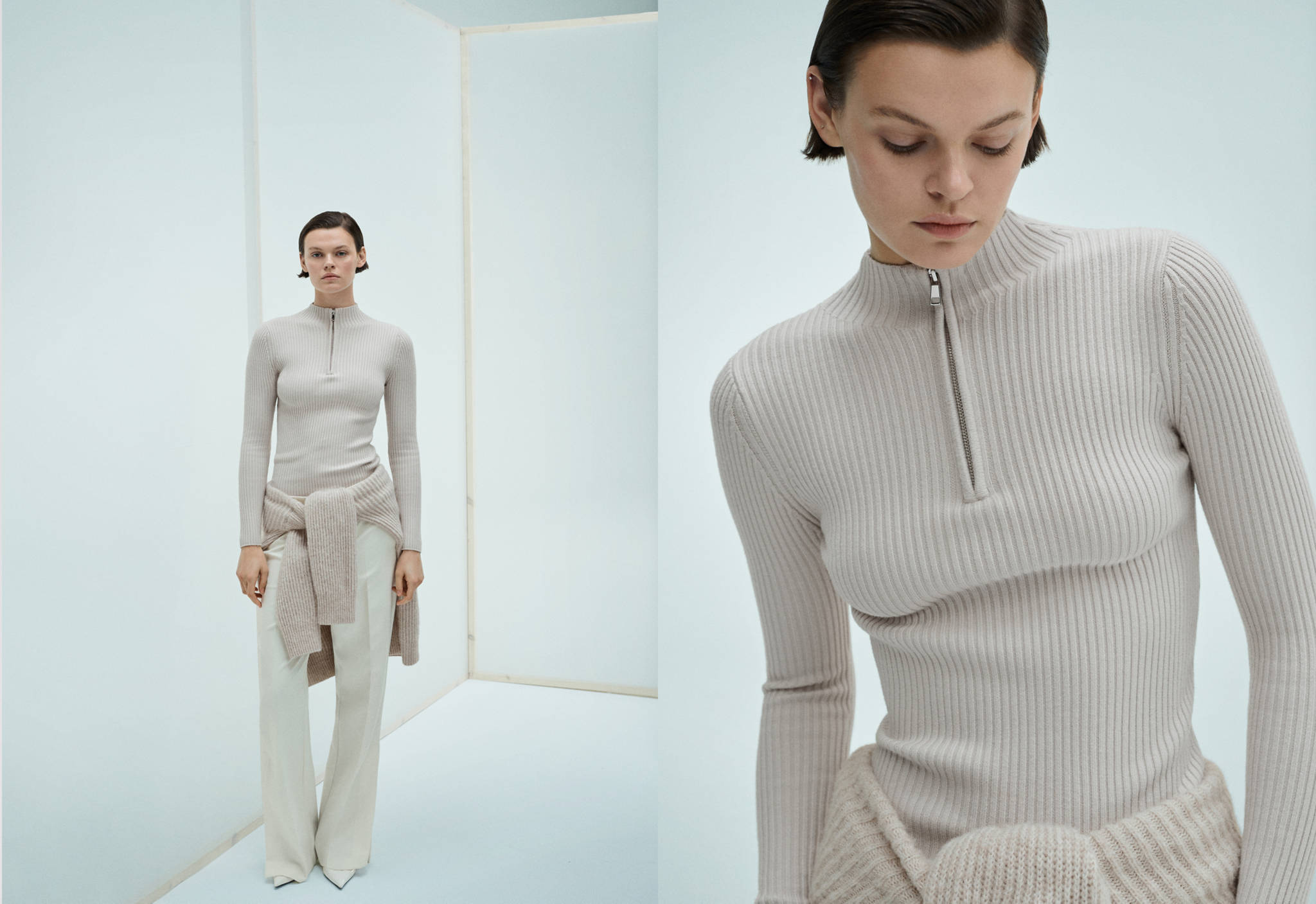 Ribbed sweater with zip - Panoramic plane