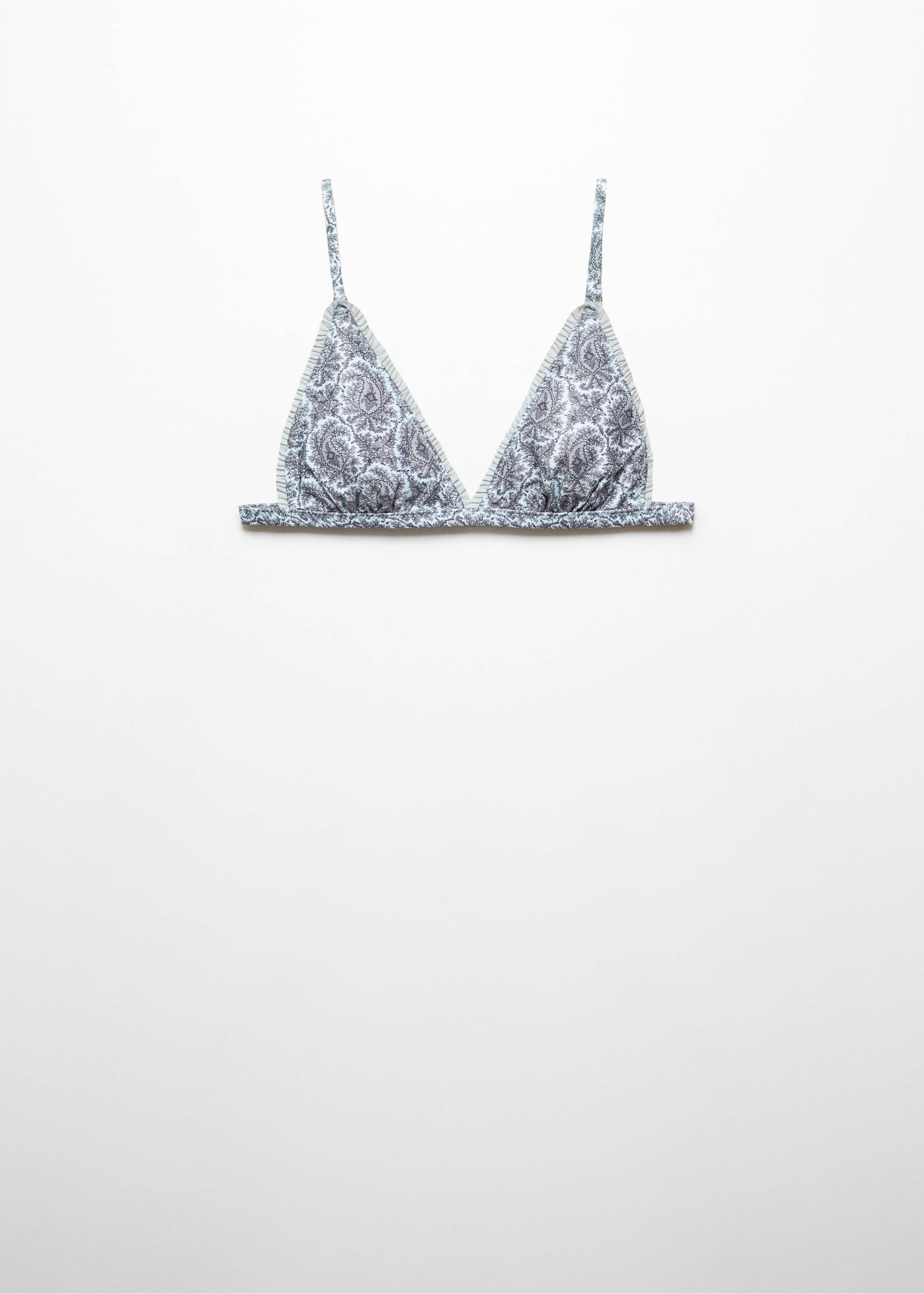 Printed triangle bra - Article without model, Green. Ref: 67020484-00.