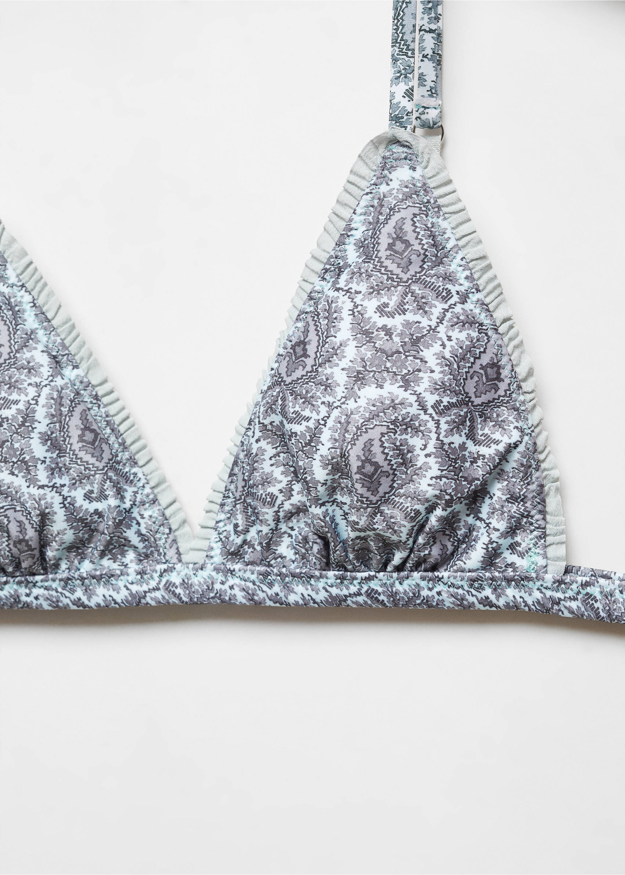 Printed triangle bra - Details of the article 8, Green. Ref: 67020484-00.