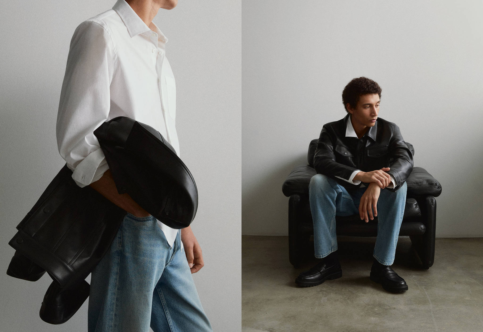 Faux-leather jacket with pockets - Panoramic plane