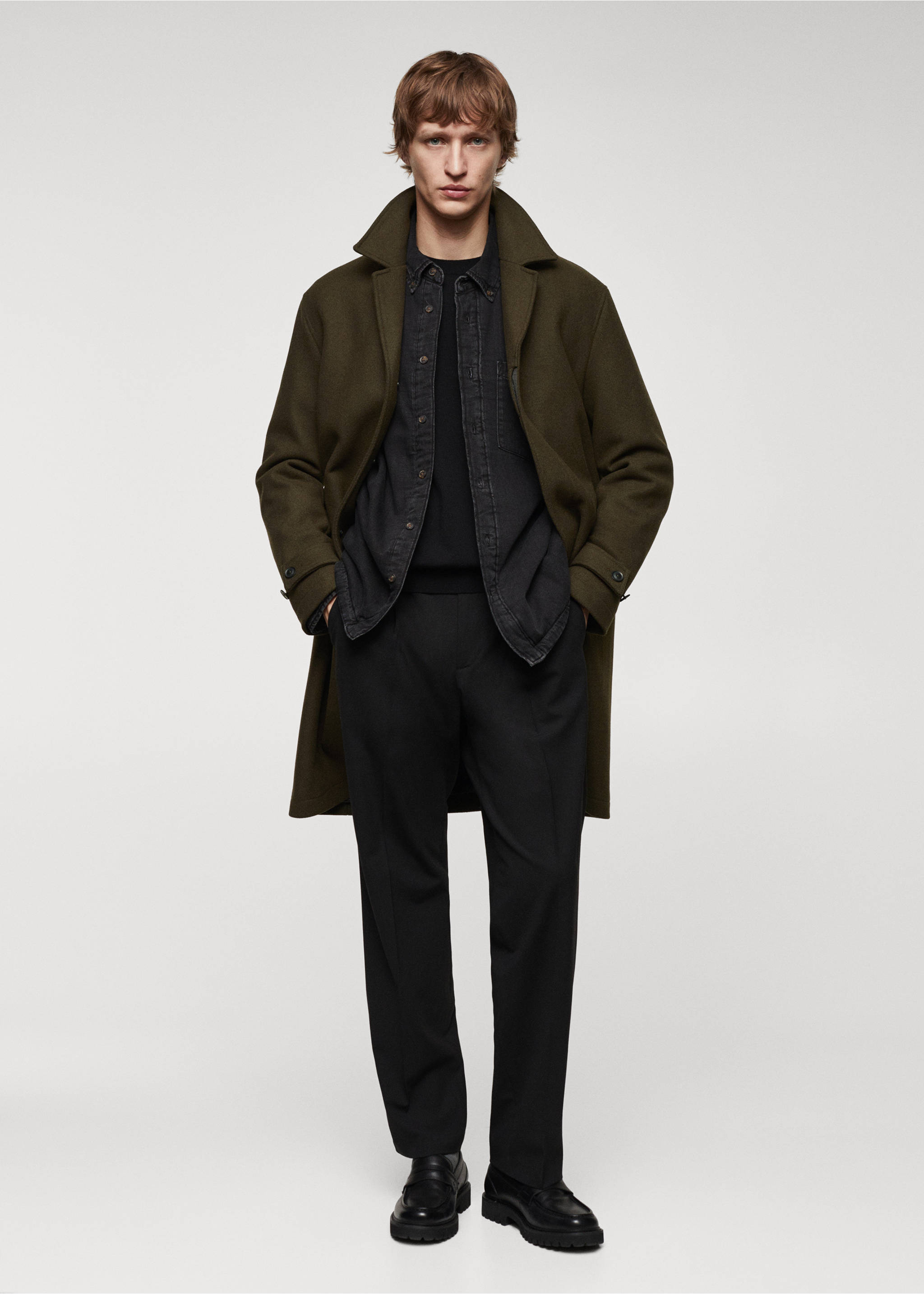 Regular fit wool coat - General plane, Khaki. Ref: 67020623-00.
