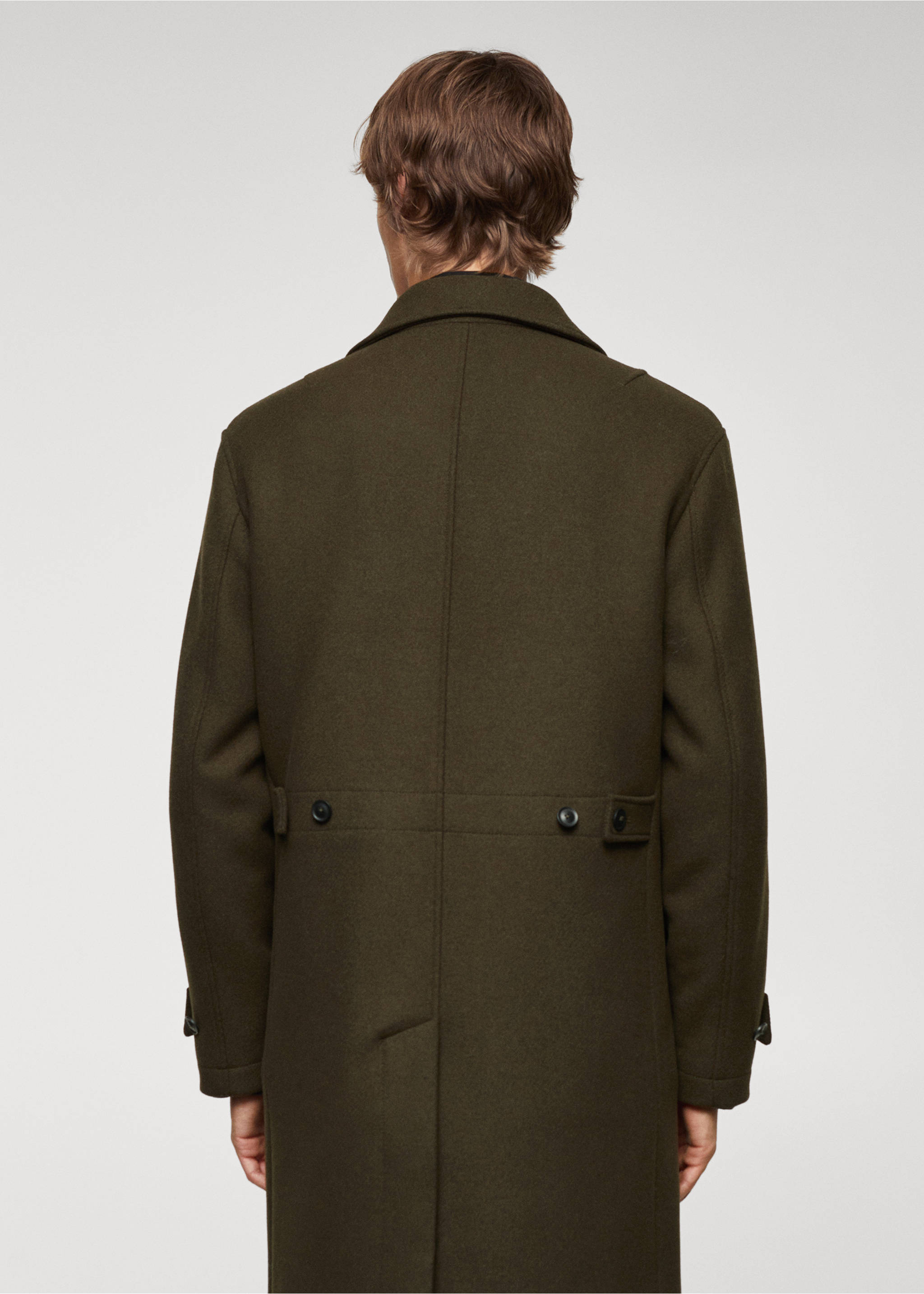 Regular fit wool coat - Reverse of the article, Khaki. Ref: 67020623-00.