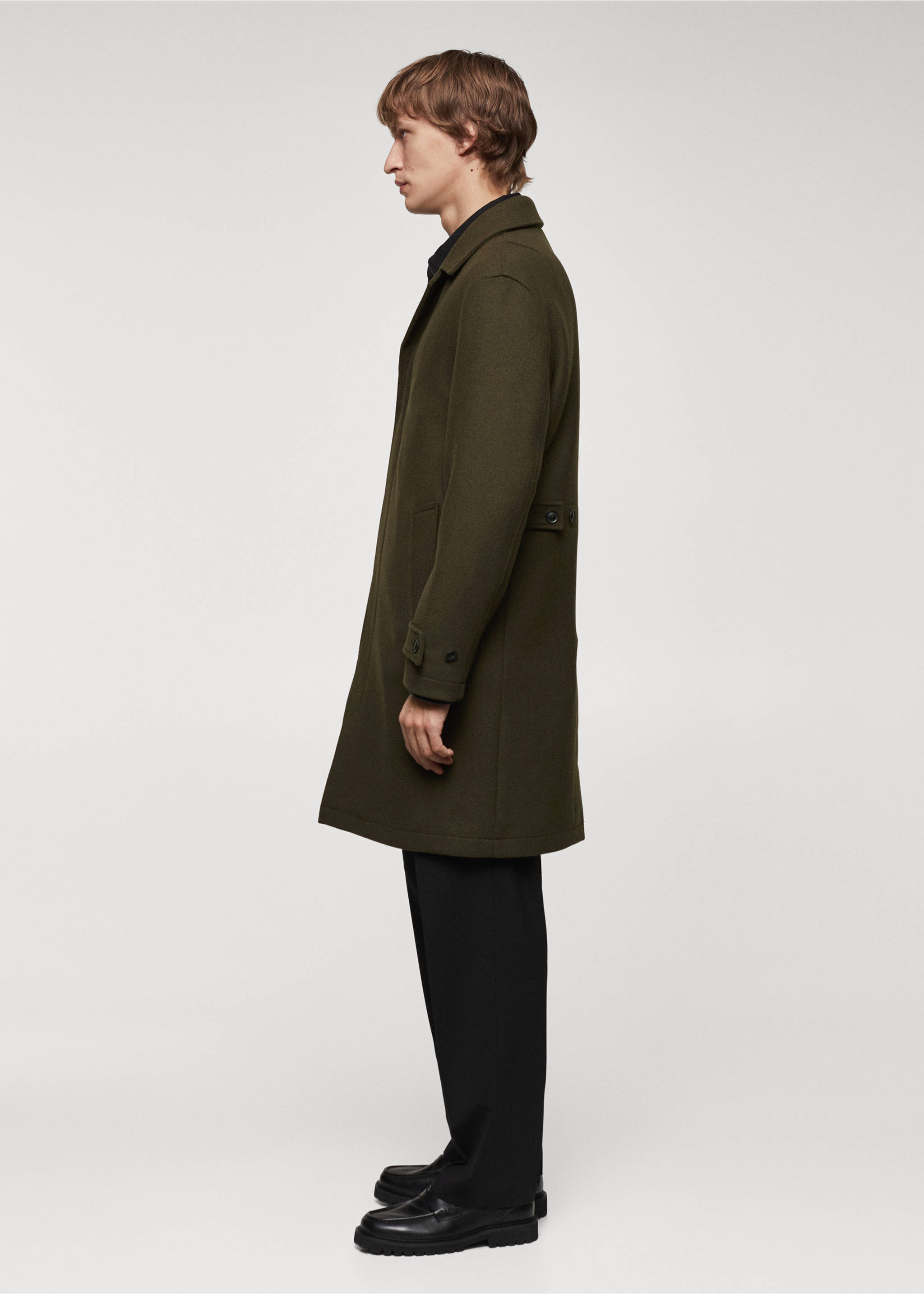 Regular fit wool coat - Details of the article 1, Khaki. Ref: 67020623-00.
