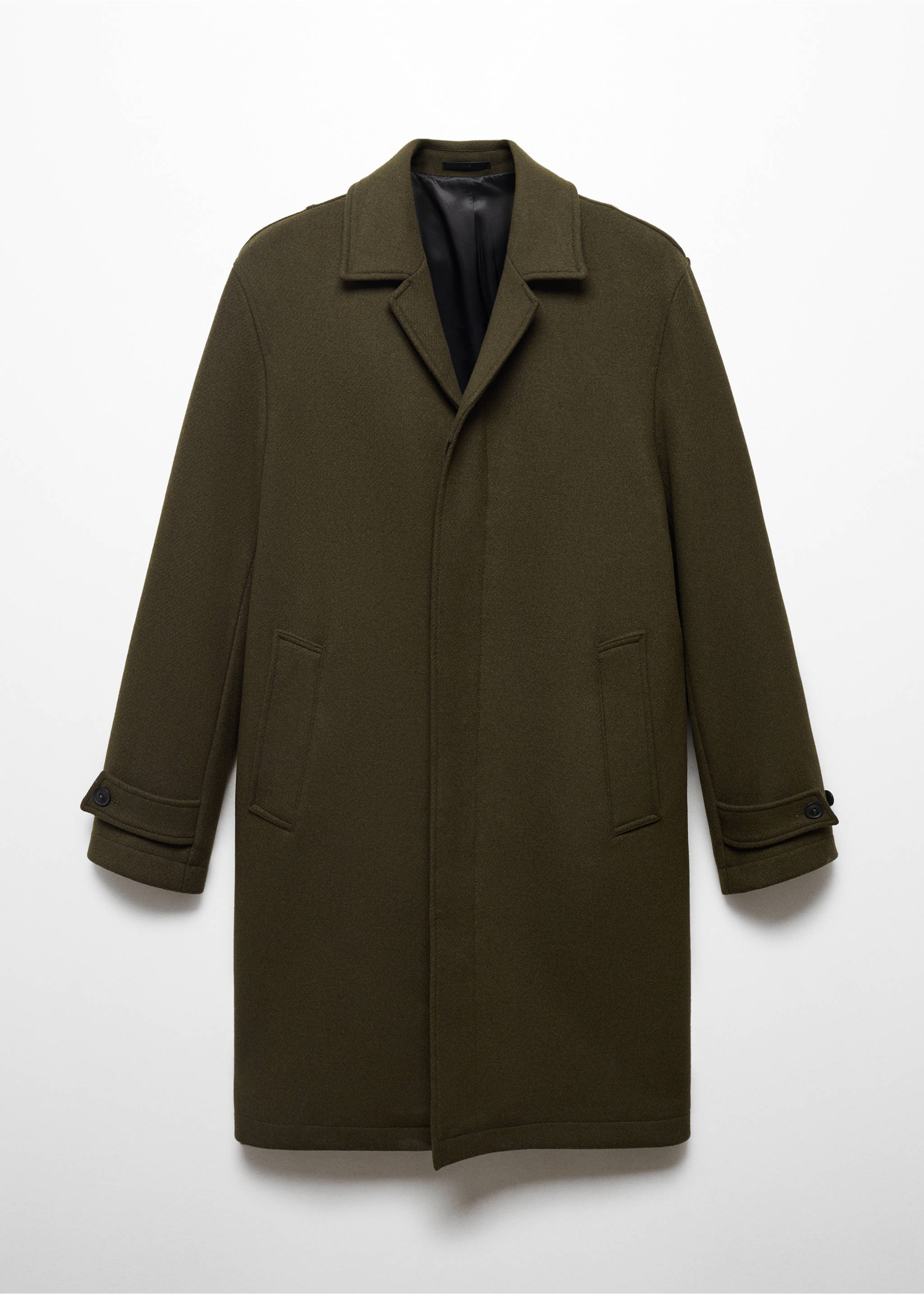 Regular fit wool coat - Article without model, Khaki. Ref: 67020623-00.