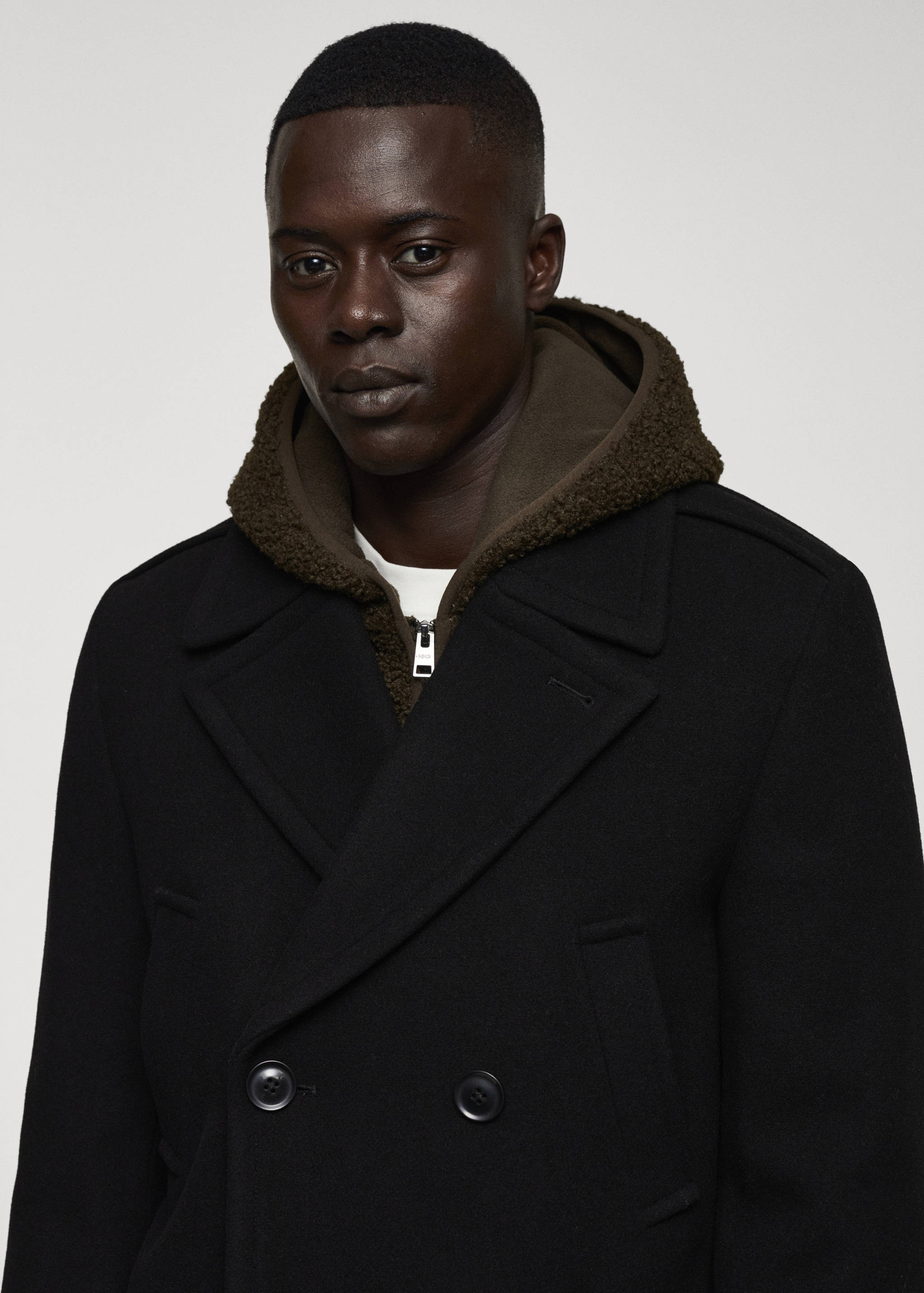 Recycled wool double-breasted coat - Details of the article 1