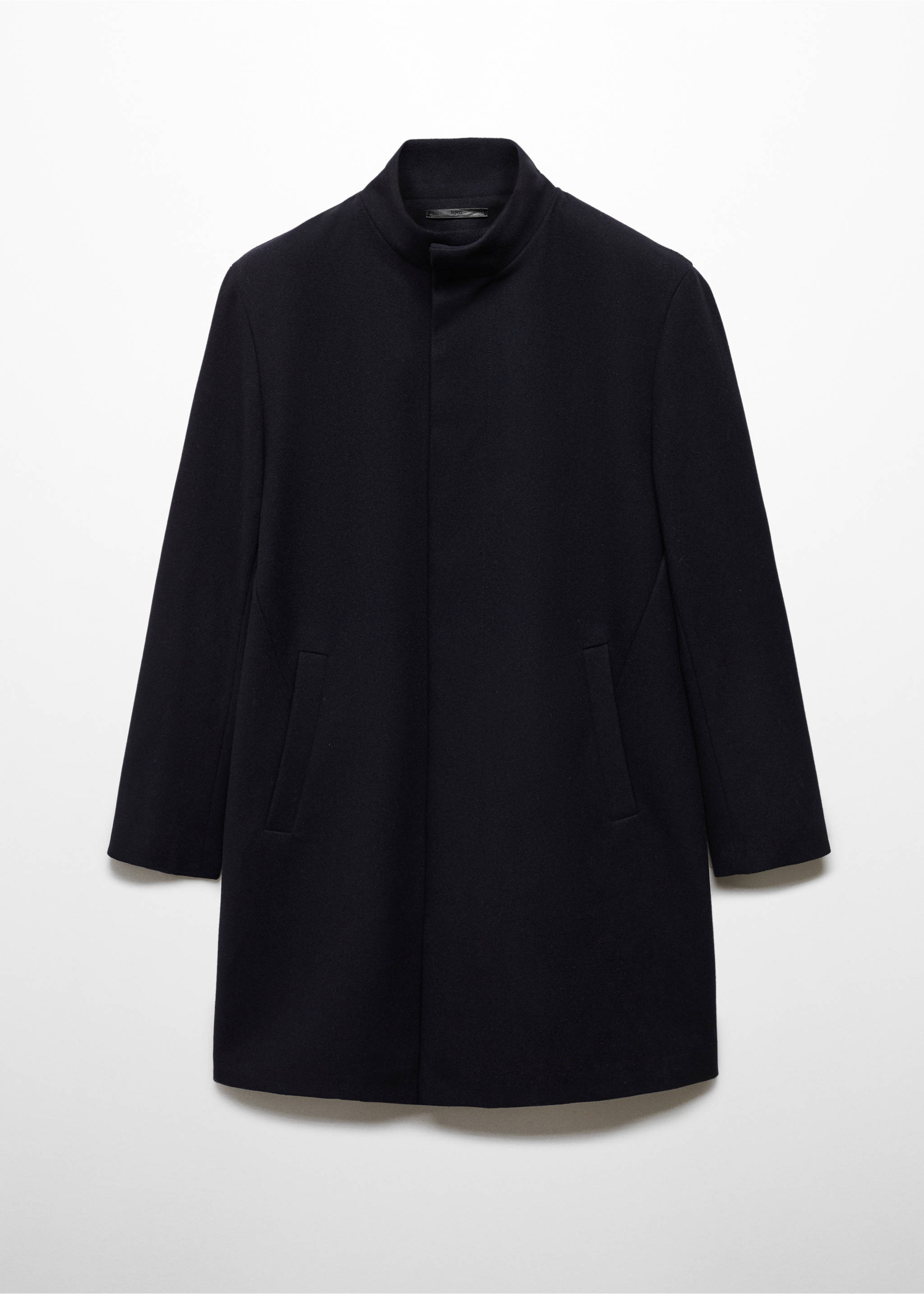 Manteau en laine à col cheminée - Article sans modèle, Bleu marine foncé. Ref: 67020627-00.