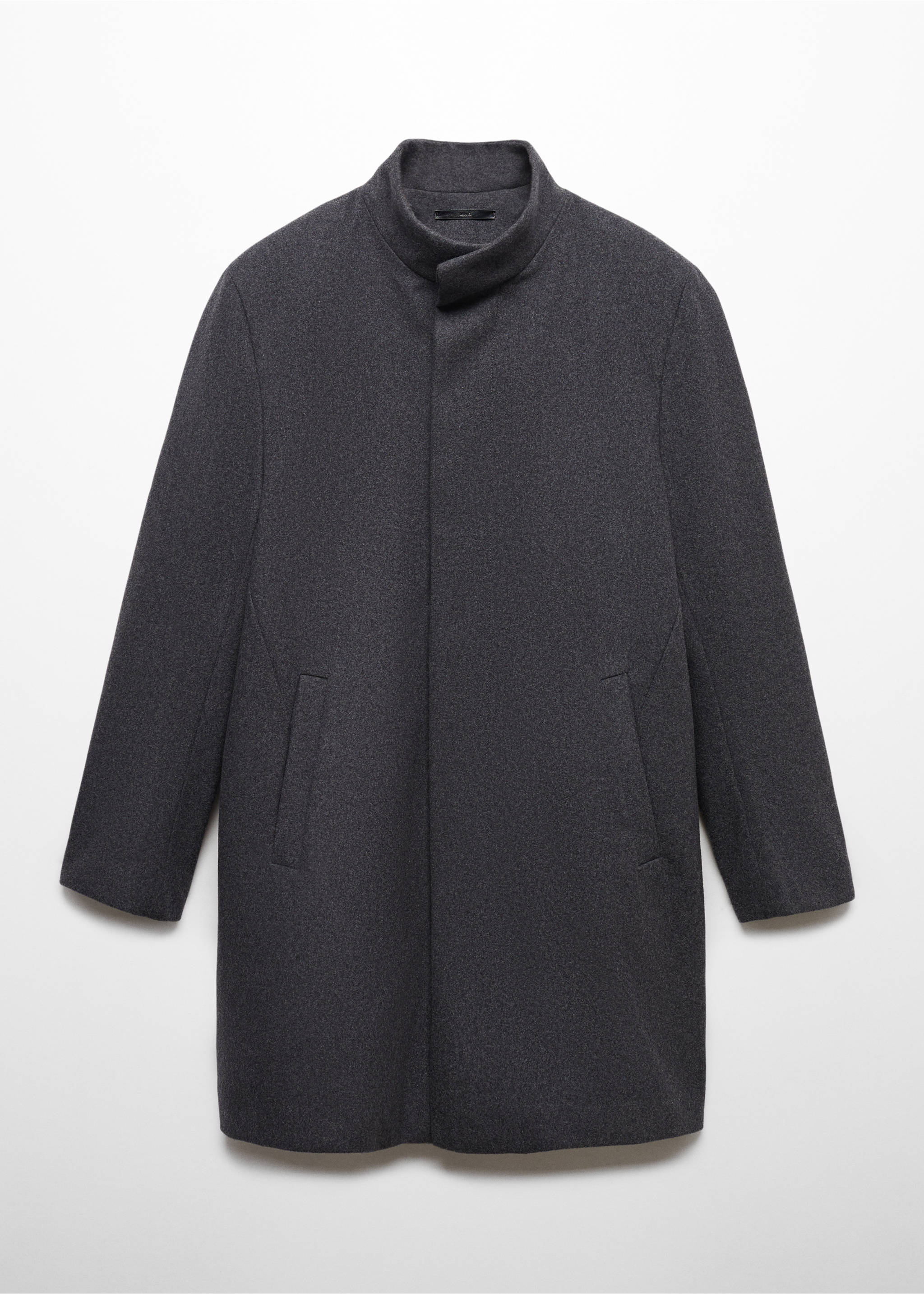 Wool funnel neck coat - Article without model, Medium Heather Grey. Ref: 67020627-00.