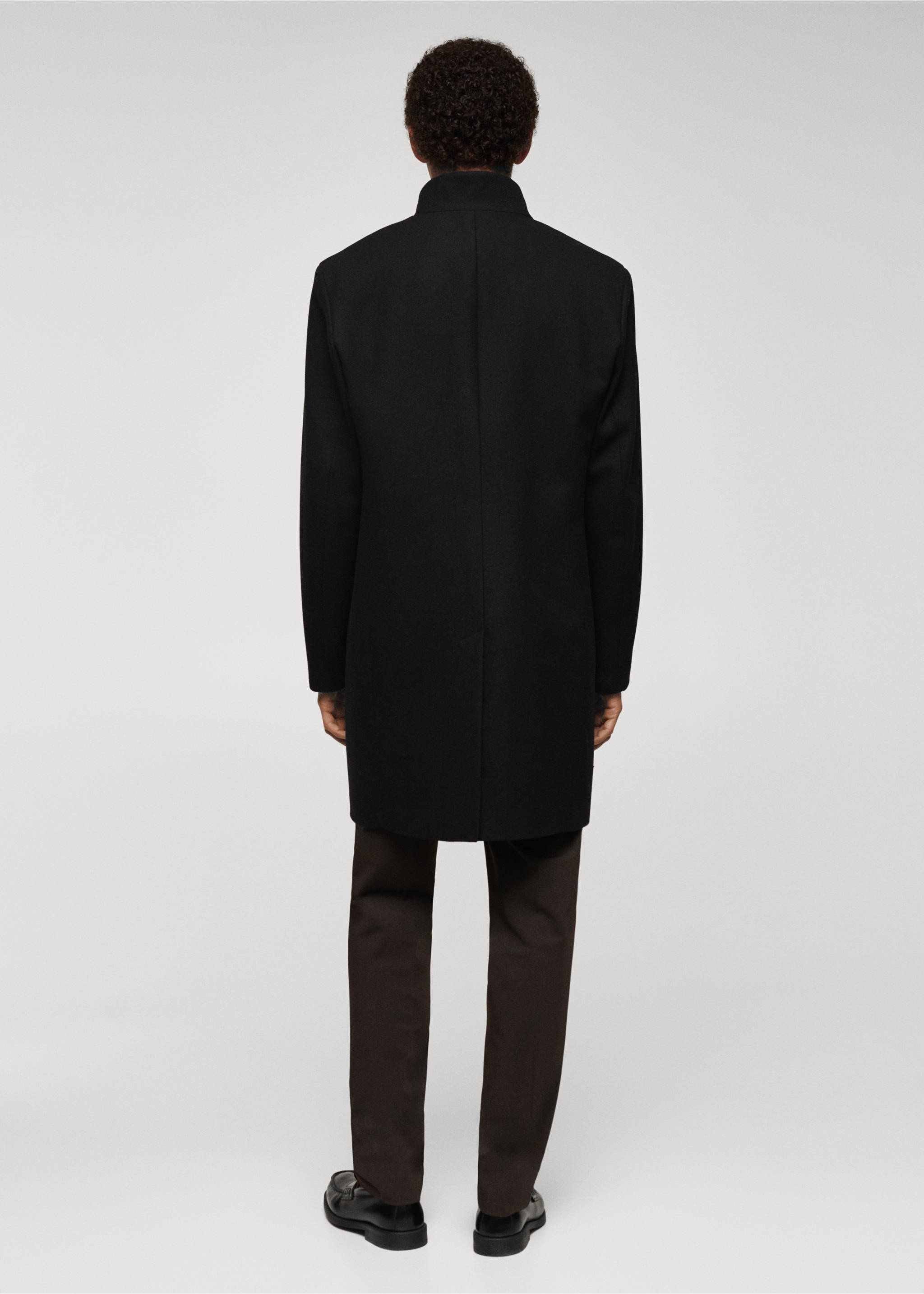 Wool funnel neck coat - Reverse of the article, Black. Ref: 67020627-00.